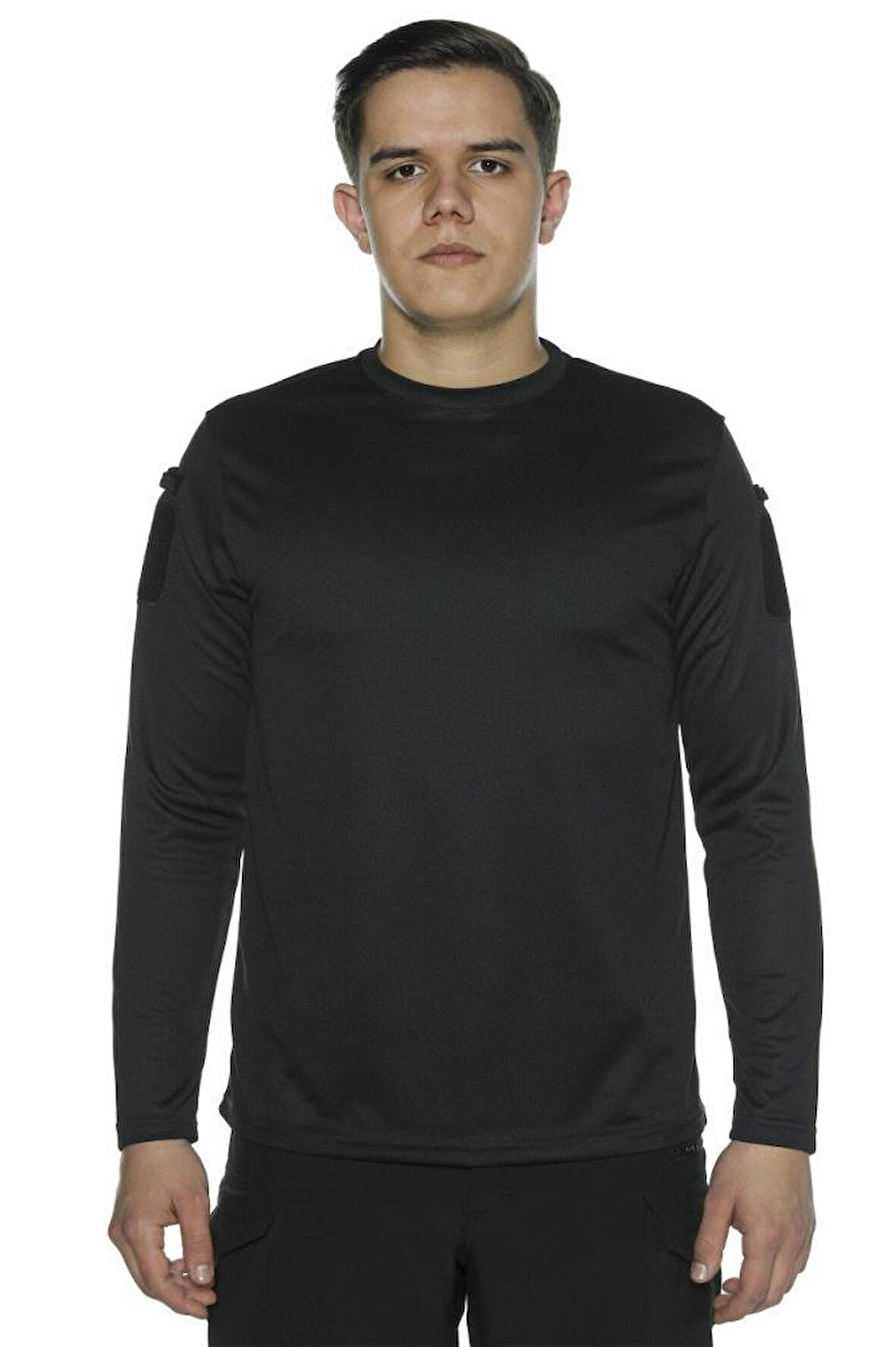 Single Sword Bisiklet Yaka Uzun Kollu  Basic&Taktik Erkek T-shirt SİYAH-M