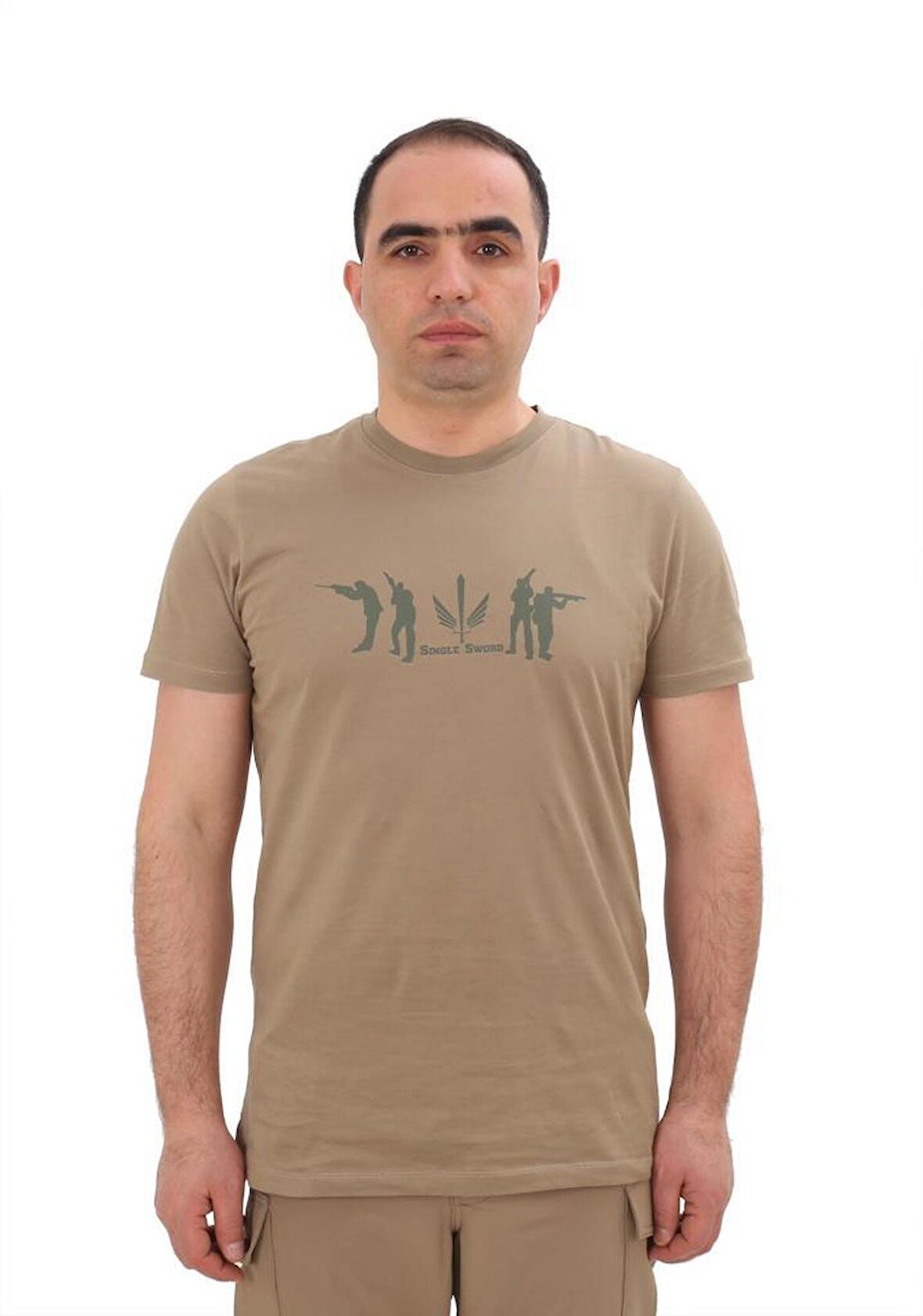 Single Sword Bisiklet Yaka Kısa Kollu Baskılı T-Shirt Tişört