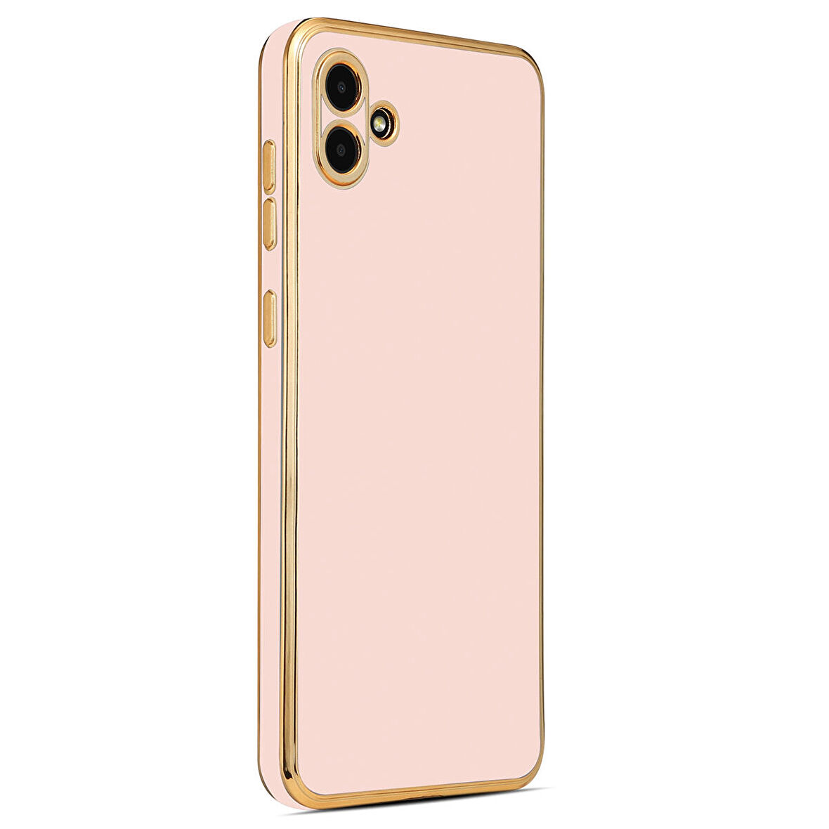 Galaxy A04 ile uyumlu Kılıf Gold Kenar Pastel Renkli Halcyon Z-Bark Kapak Rosegold