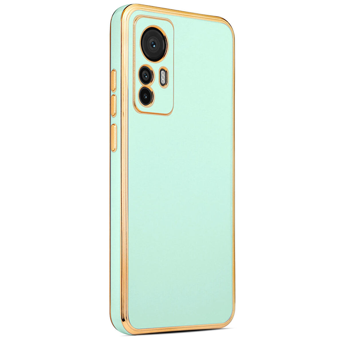 Xiaomi Mi 12T ile uyumlu Kılıf Gold Kenar Pastel Renkli Halcyon Z-Bark Kapak Açık Yeşil
