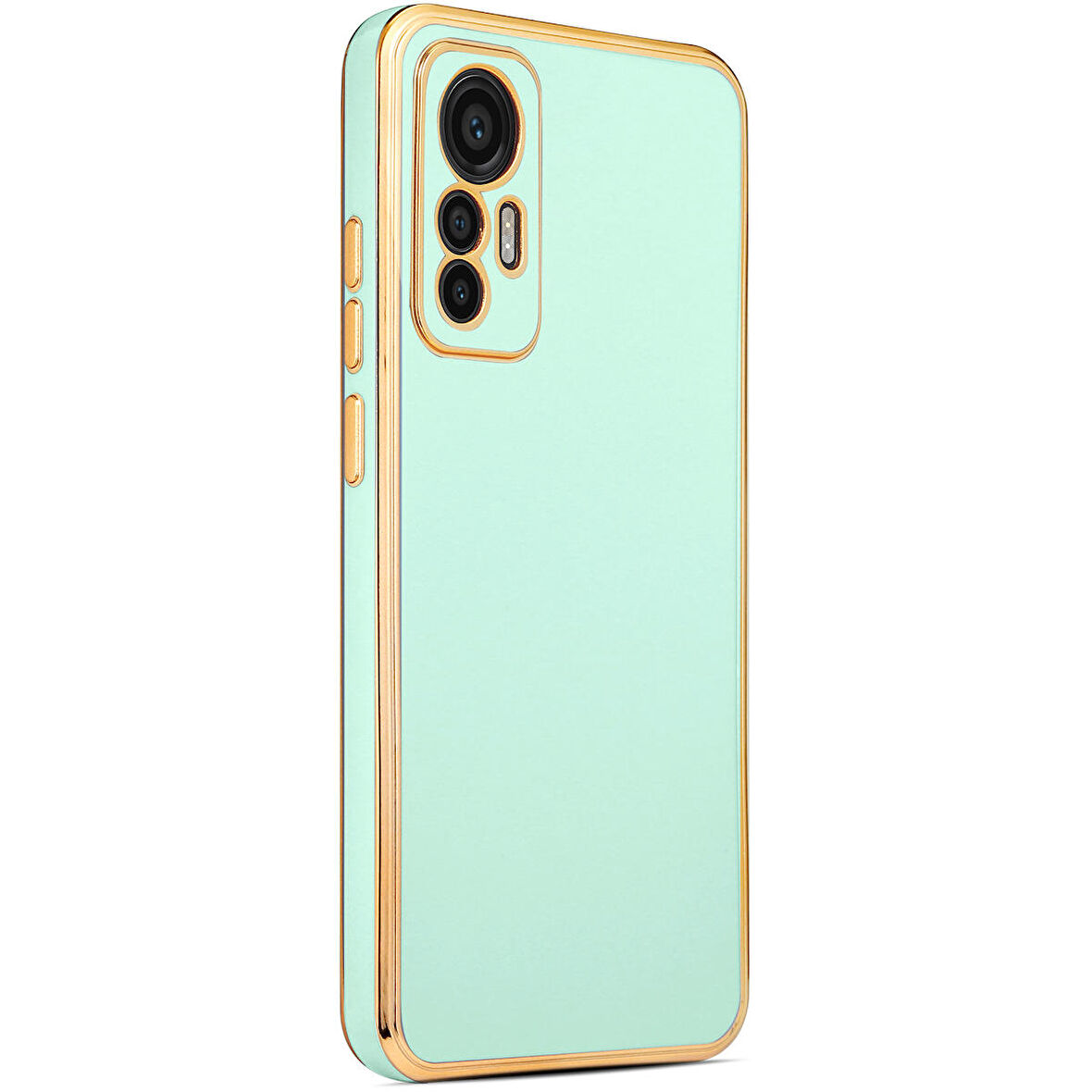 Xiaomi Mi 12 Lite ile uyumlu Kılıf Gold Kenar Pastel Renkli Halcyon Z-Bark Kapak Açık Yeşil