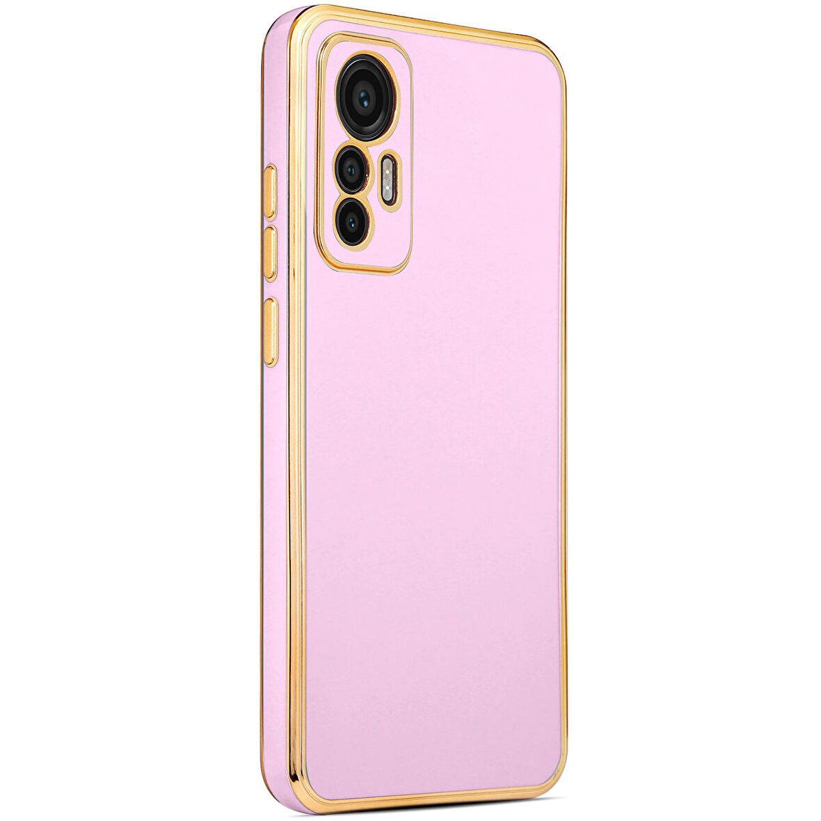 Xiaomi Mi 12 Lite ile uyumlu Kılıf Gold Kenar Pastel Renkli Halcyon Z-Bark Kapak Lila