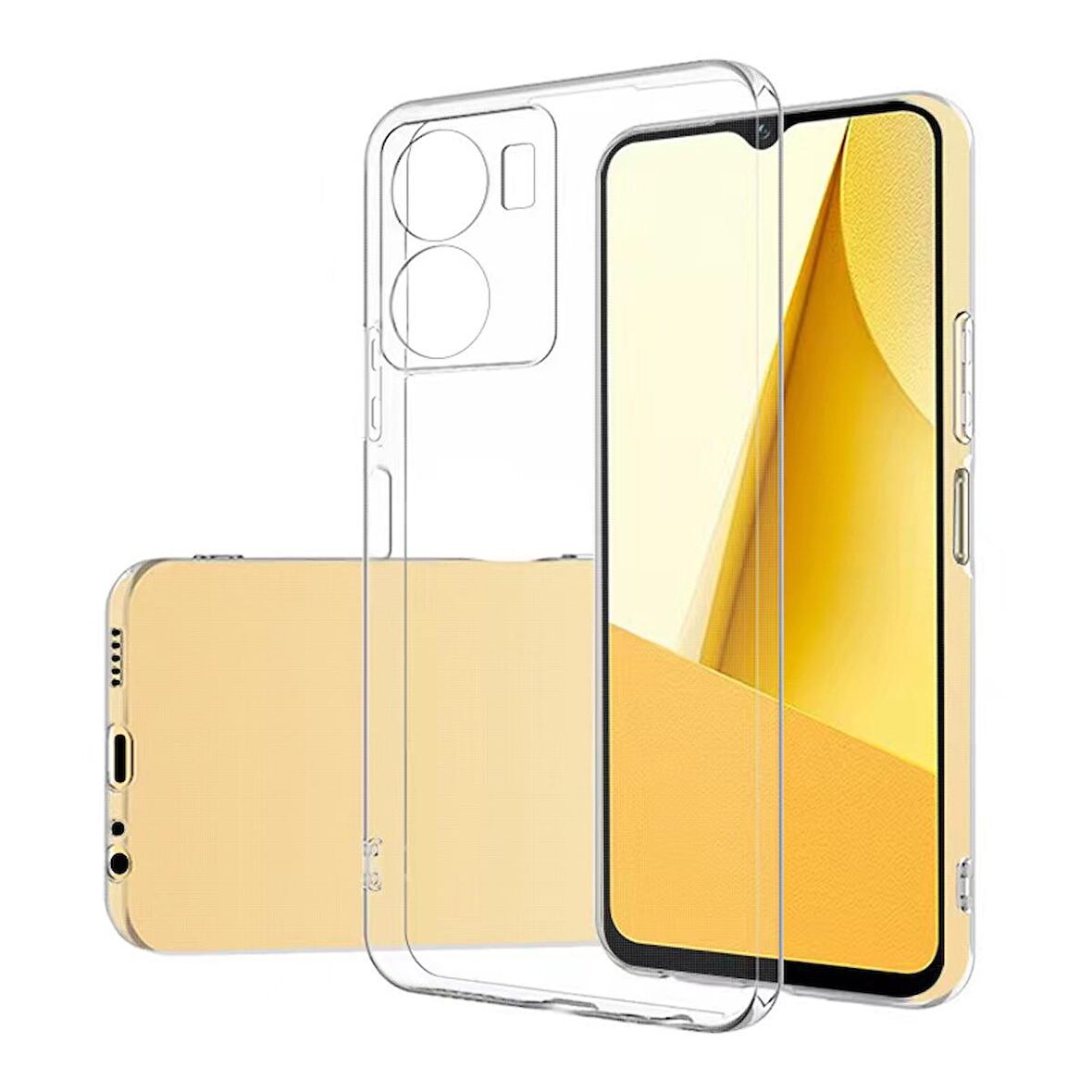 Vivo Y16 ile uyumlu Kılıf Süper Pürüzsüz Yüzey Şeffaf Silikon Kapak