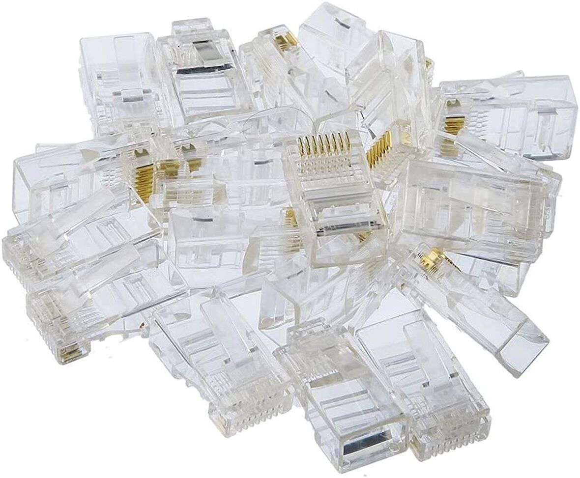 RJ45 Ethernet Plastik Konnektör Ucu 25 Adet