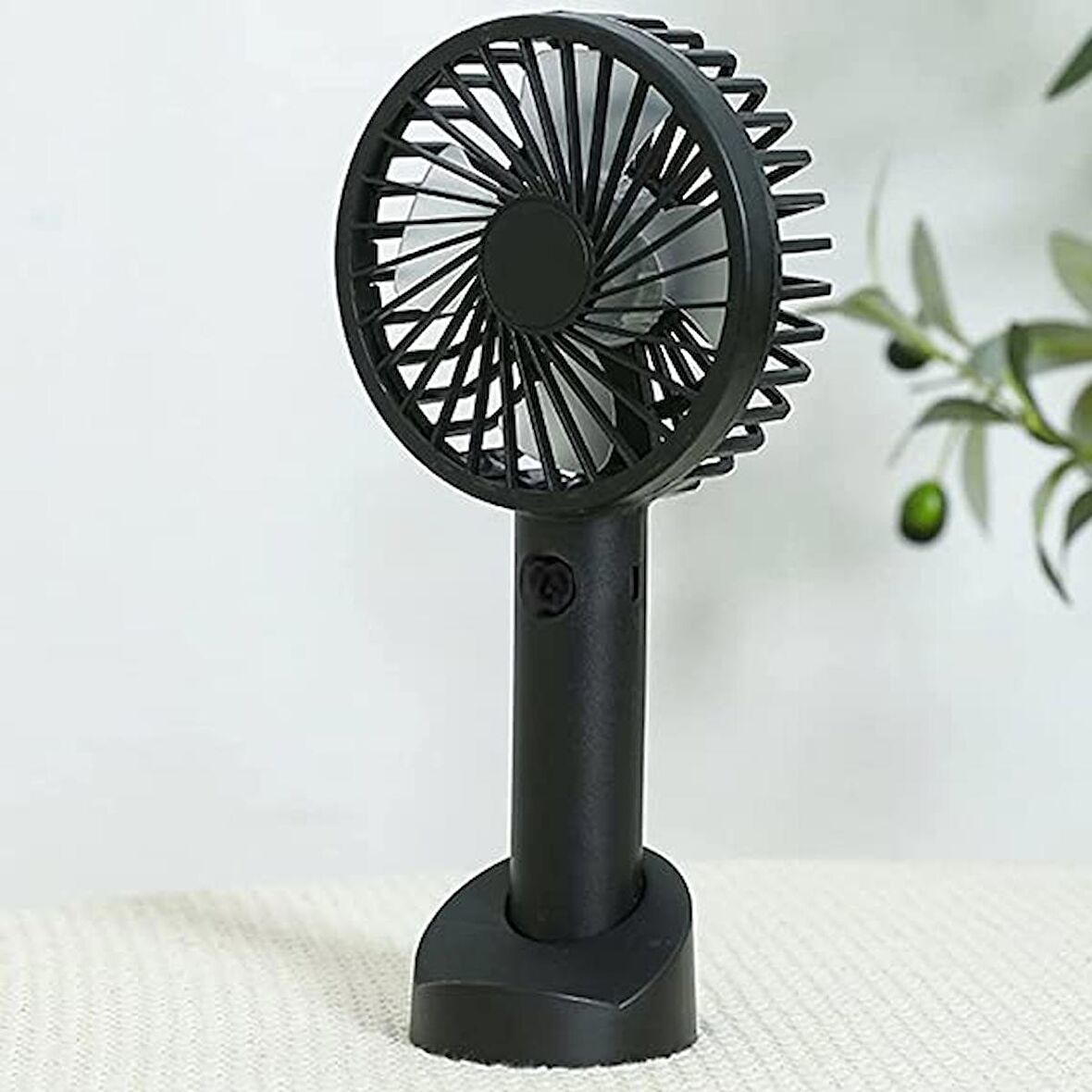 Taşınabilir Mini USB Fan Telefon Standlı El Fanı 3 Kademeli Üfleyici Mini Vantilatör Soğutucu Evde Ofiste Yolda Kullanım 21cm Mini Fan HR023 (SİYAH)