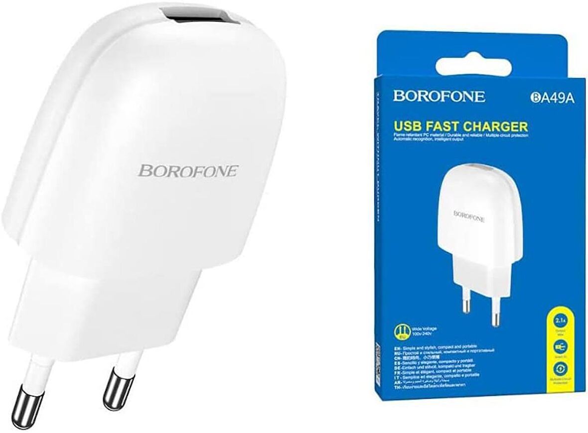 Borofone BA49A Lightning - Type-C Hızlı Şarj Aleti Beyaz