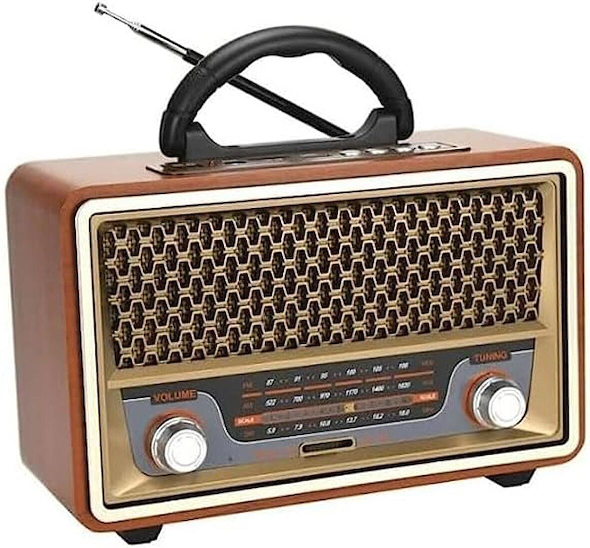 Coverzone Retro Radyo Taşınabilir Bluetooth Speaker Ve Hoparlör Kumandalı Klasik Antika Tarzı İç ve Dış Mekan Multiband USB Girişli Dekoratif Klasik Radyo CV-1570BT