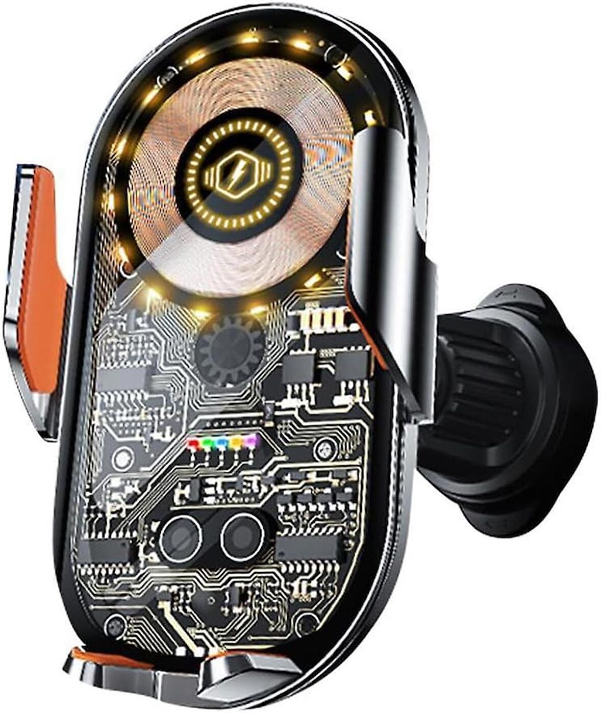 Coverzone Kablosuz Araç İçi Cep Telefonu Şarj 2in1 Telefon Tutucu ve Şarj Araç 4.7-7.2 inç Uyumlu Havalandırma ve Izgarasına Montaj Transparan Tasarım C12