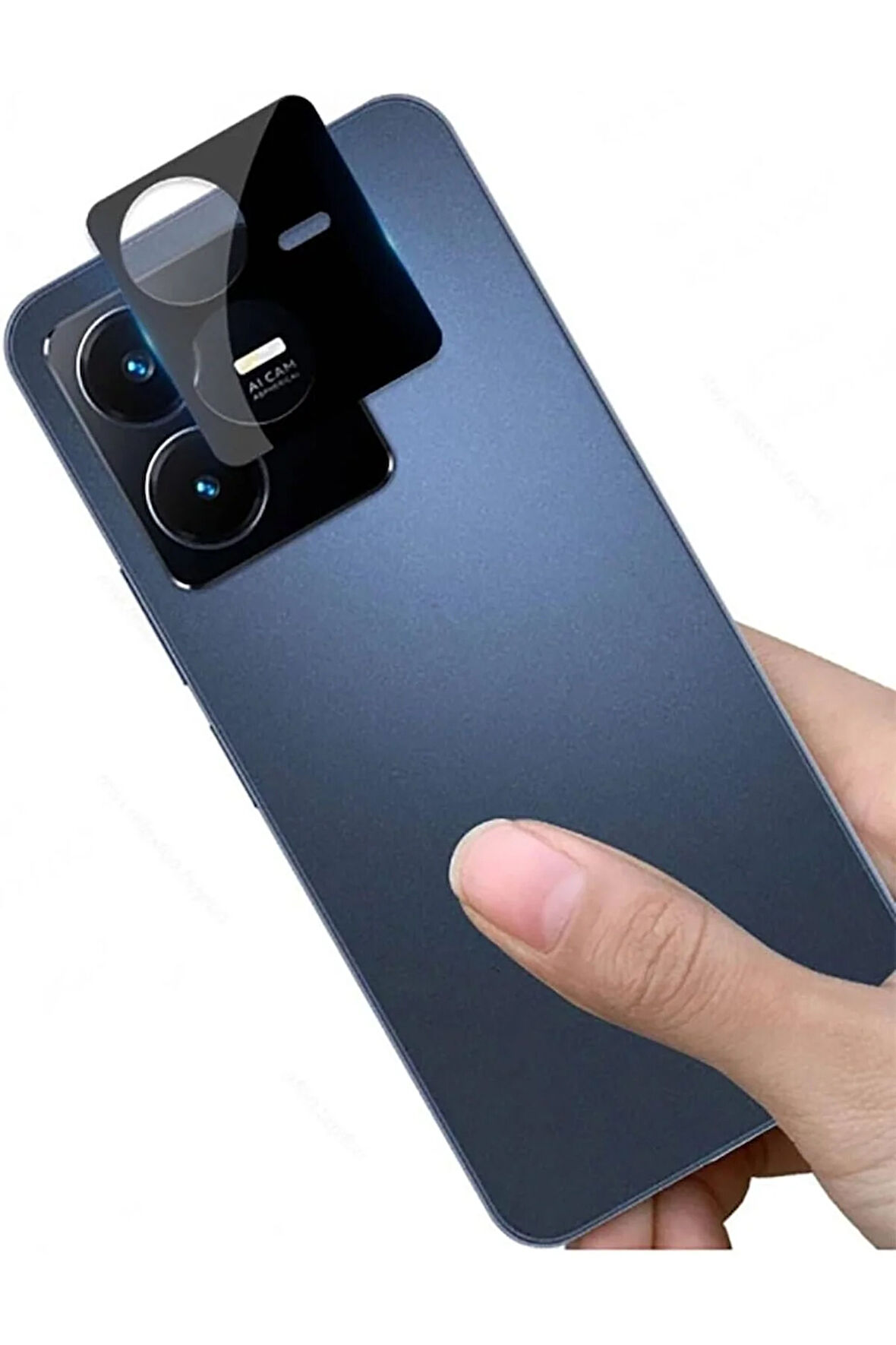 Vivo Y22 ile uyumlu Kamera Lens Koruma Camı Toz ve Kirden Koruyan Siyah Kamera Camı