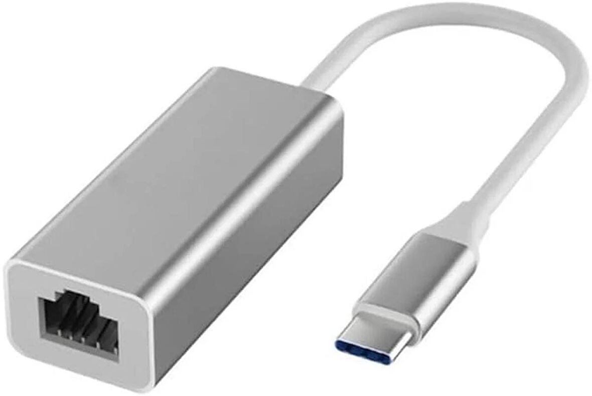 Coverzone Gigabit Type-C To Ethernet RJ45 Çevirici Kablolu İnternet Dönüştürücü 1000Mbps Macbook ve Notebook İle Uyumlu Alüminyum Kasa Tak Çalıştır USB-C To LAN Adaptörü RJ45 Tip-C ZR117