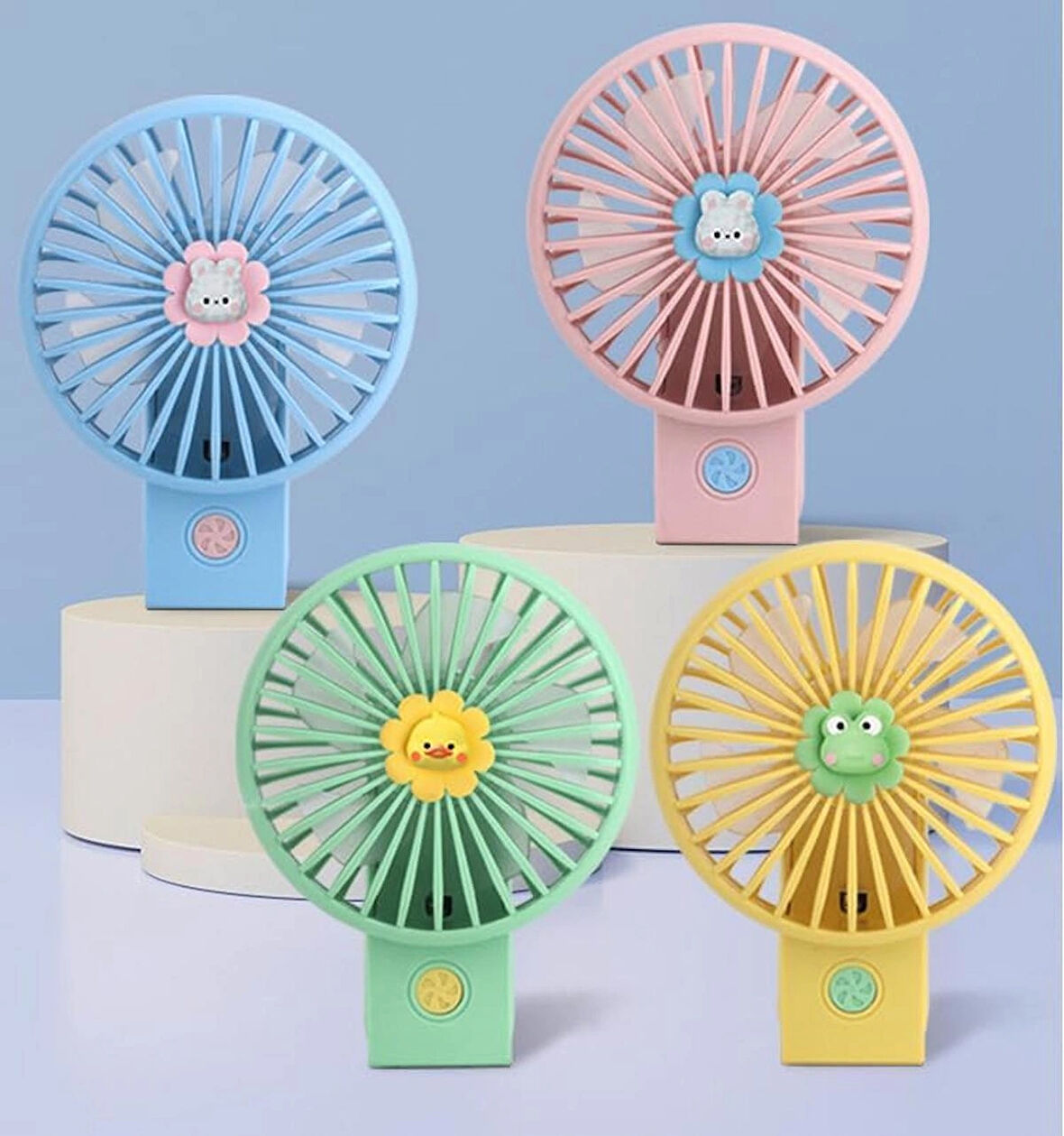 Coverzone Taşınabilir Mini USB Fan Led Işıklı Masa Üstü 3 Kademeli Dahili Işık Lityum Şarj Edilebilir Mini Vantilatör Soğutucu Cep Boyu 11cm Mini Fan YS2269 - Sarı