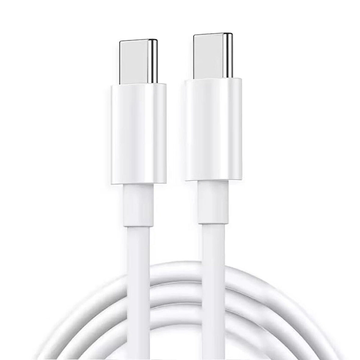 Coverzone Type-C to Type-C 60W iPhone 15 Uyumlu Data ve Şarj Kablo 1 Metre Uzunluk Beyaz Renk USB C to USB C Kablo