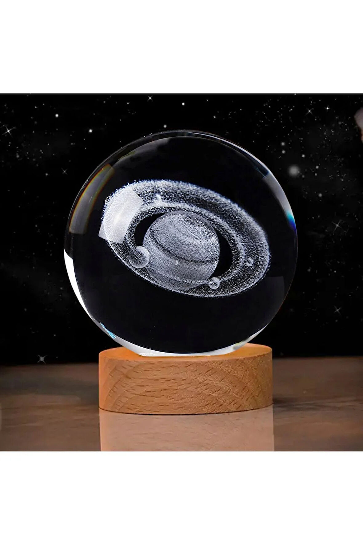 Cam Küre Işıklı Masaüstü Aydınlatma Oda Ve Salon Gece Lambası Dekoratif 6cm X 6cm