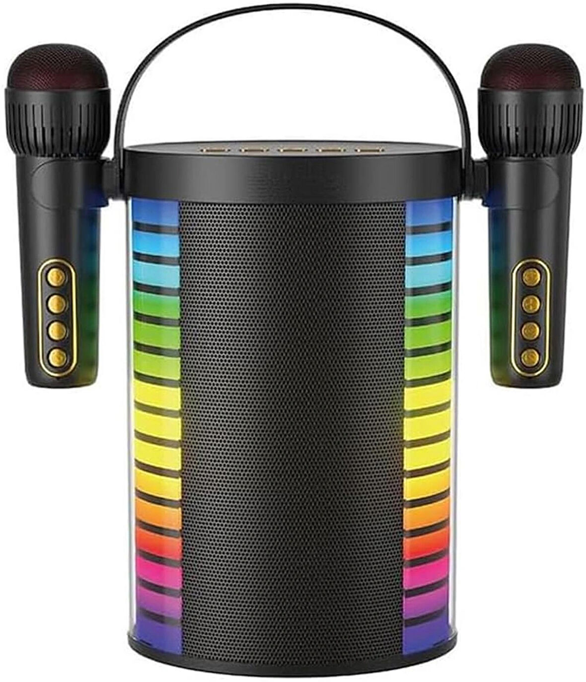 Coverzone Kablosuz Mikrofonlu Karaoke Makinesi Seti TF Kart ve USB Girişli Karaoke Hoparlör Yetişkinler ve Çocuklar İçin Her Yerde Eğlence 18cm x12cm Y-888