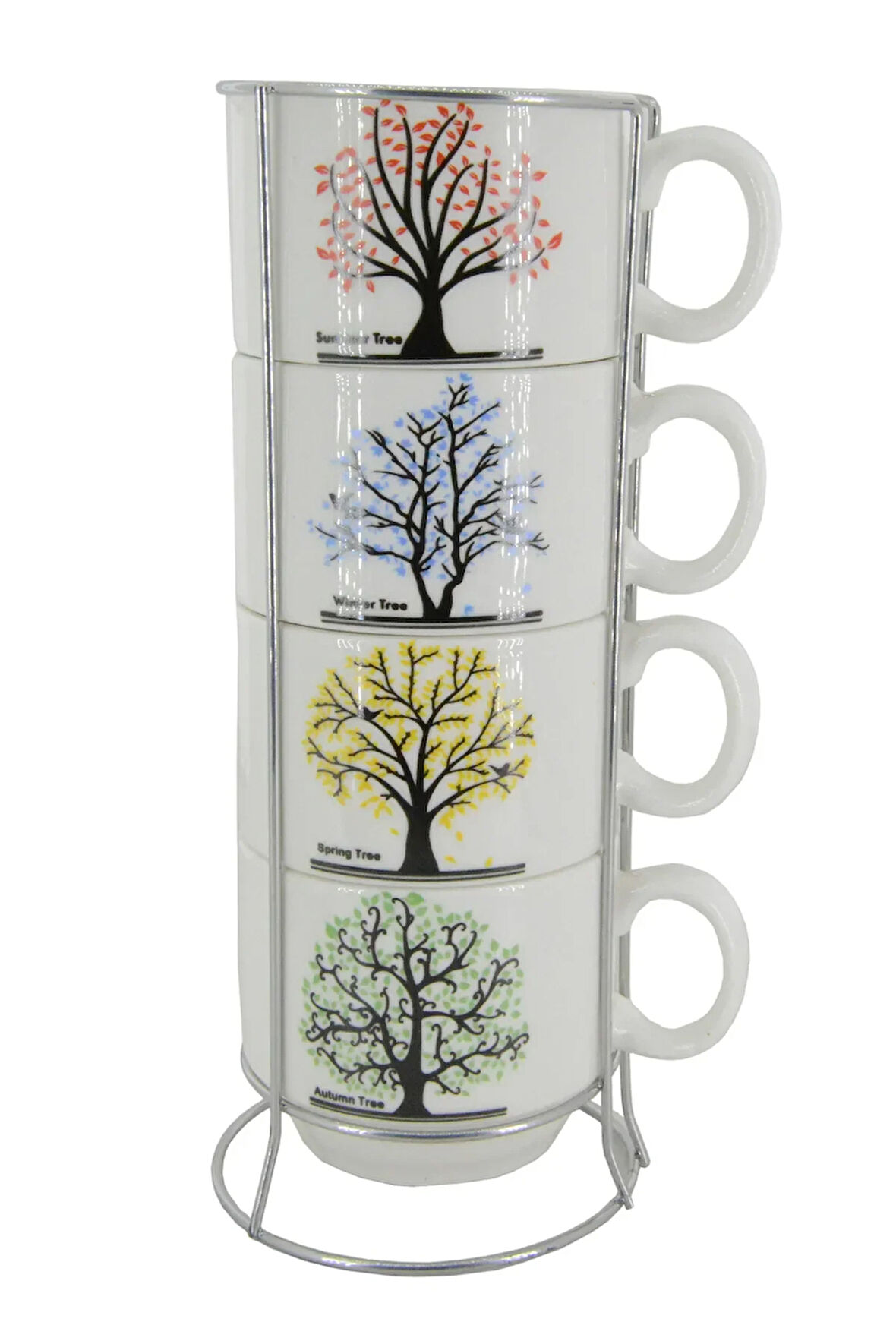 Ağaç Temalı 200 ml Seramik Kupa Bardak Çay ve Kahve Servisleriniz için Renkli Tasarım