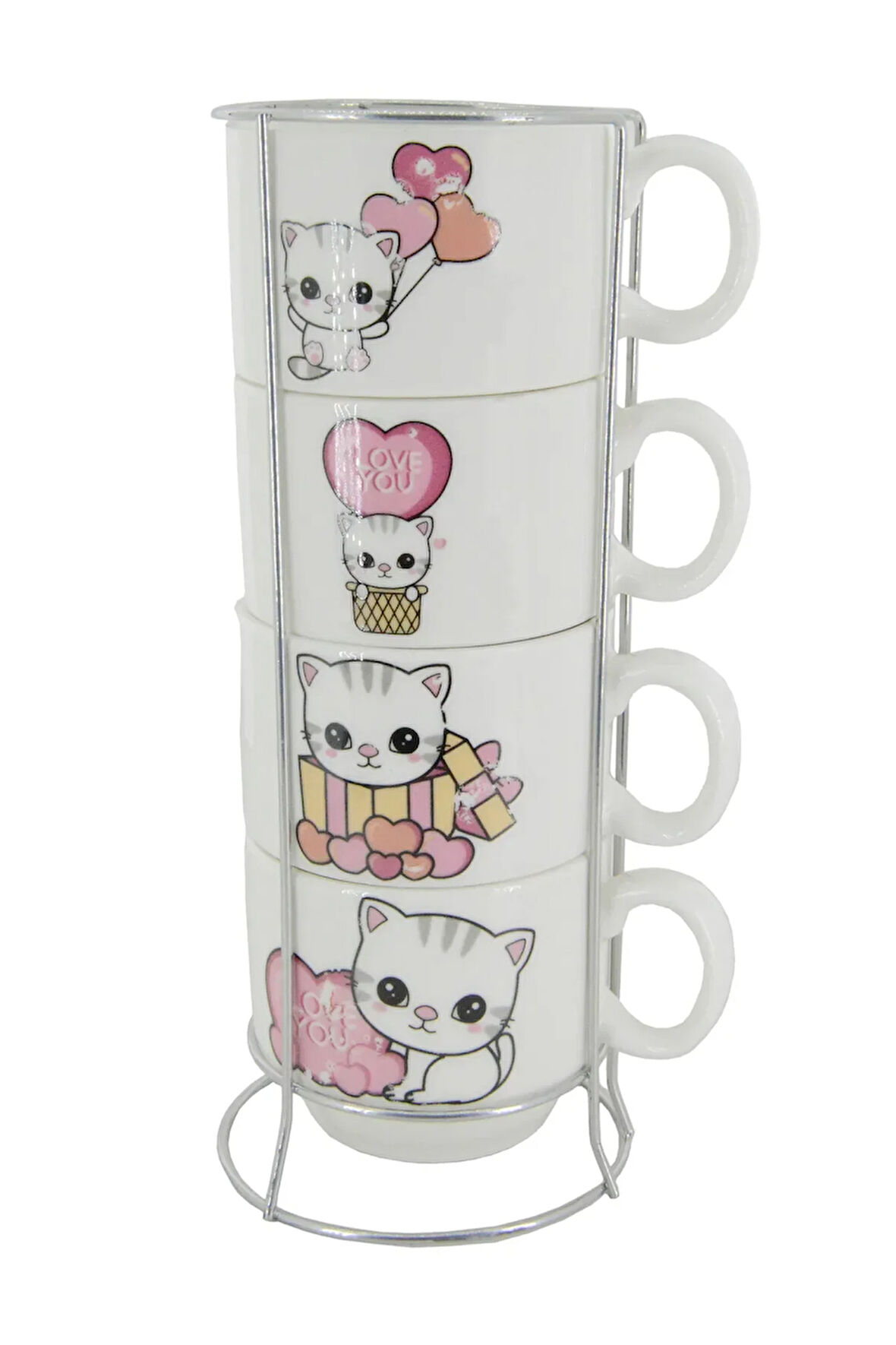 I Love Cats Temalı 200 ml Seramik Kupa Bardak Çay ve Kahve Servisleriniz için Renkli Tasarım