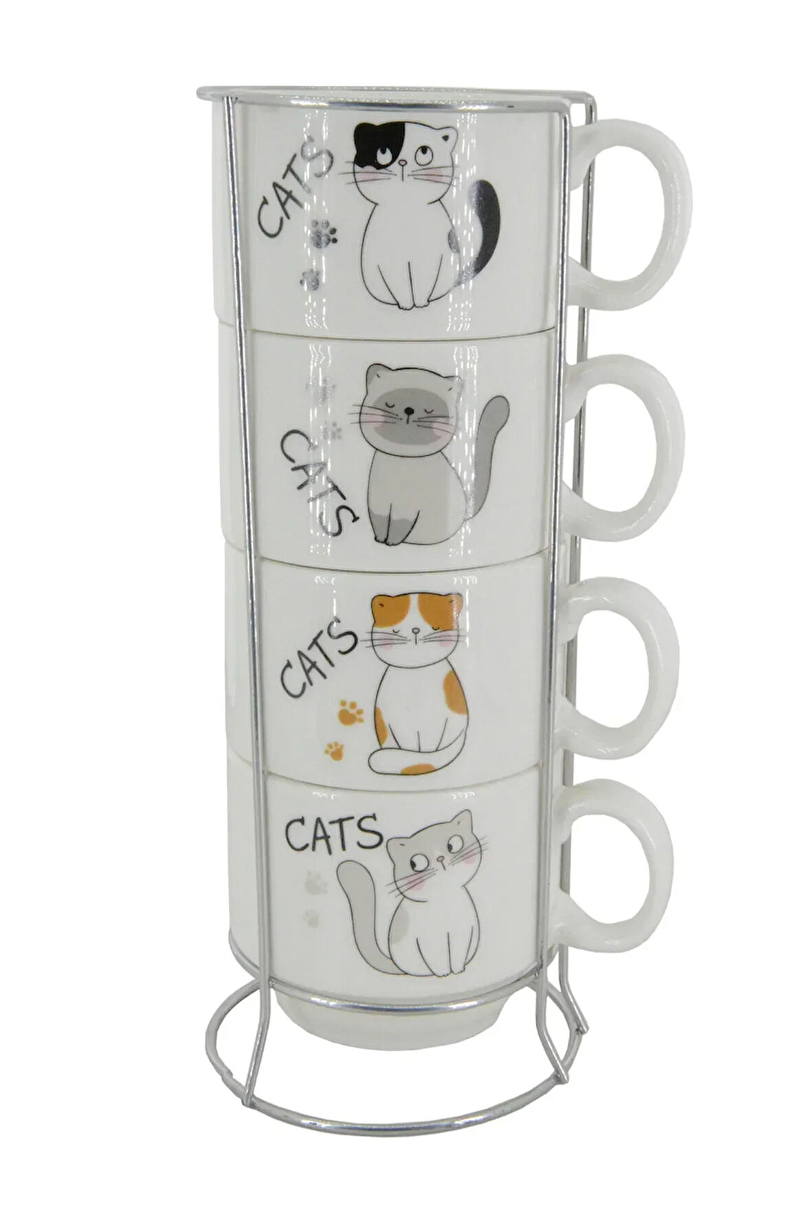 Düşünen Kedi Temalı 200 ml Seramik Kupa Bardak Çay ve Kahve Servisleriniz için Renkli Tasarım