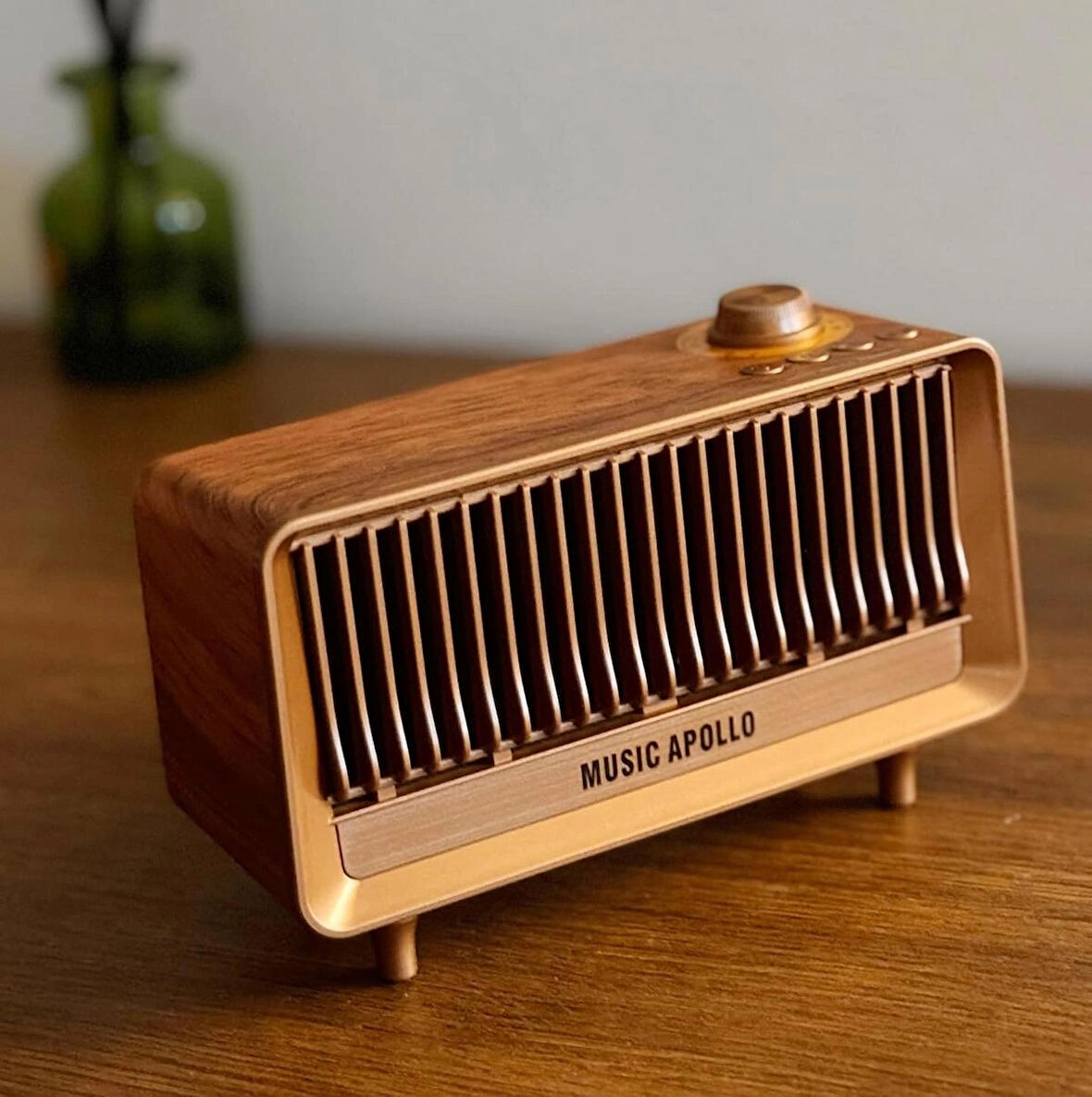 Coverzone Yeni Nesil Retro Radyo Görünümlü Speaker USB TF Aux Bluetooth Müzik Kutusu Retro Teleskopik Anten Type-C Şarj Edilebilir Kahverengi B3