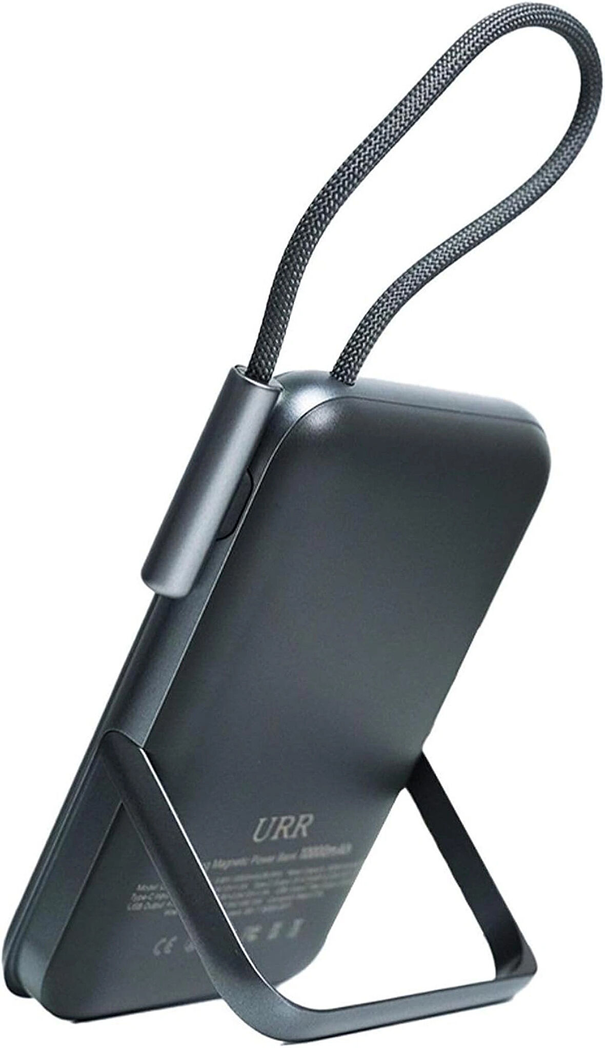 Coverzone Magsafe Uyumlu Powerbank PD20W Dahili Type-C Kablolu Dijital Göstergeli 10000 mAh Kablosuz Şarj iPhone 16 Uyumlu Güç Bankası CDB001 (Siyah)
