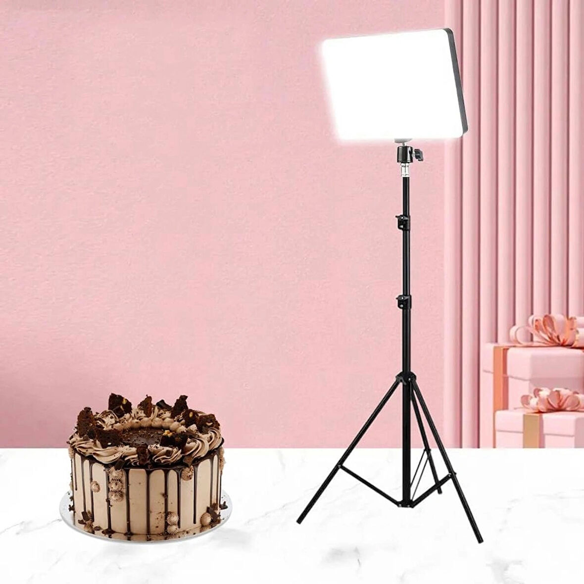 Coverzone 22 inch 47cm x 31cm Beyaz Led Aydınlatma Uzaktan Kumandalı Yayıncı Işığı Youtuber Twich Yayın Işığı Ürün Göresel Fotoğraflama Tripodlu Aydınlatma (22 inch - L-3560)
