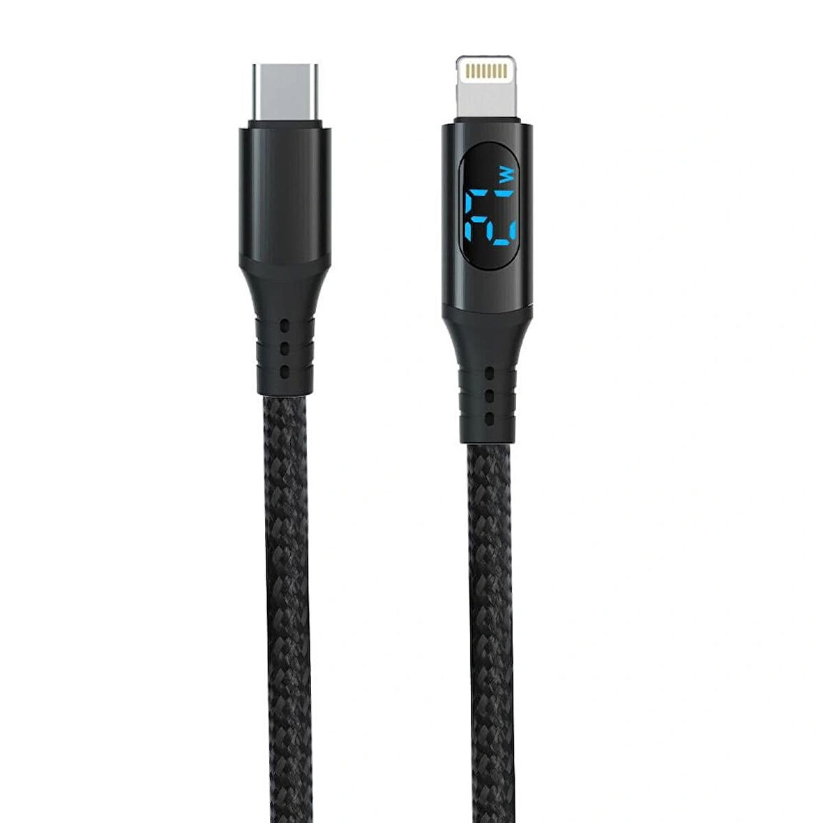 Coverzone PD27W Hızlı Şarj Kablosu, Led Ekranlı, 480Mbps Type-C to Lightning Kablo, USB C - Lightning Erkek - Erkek Kablo Tip C to Lightning 1 Metre U05CL