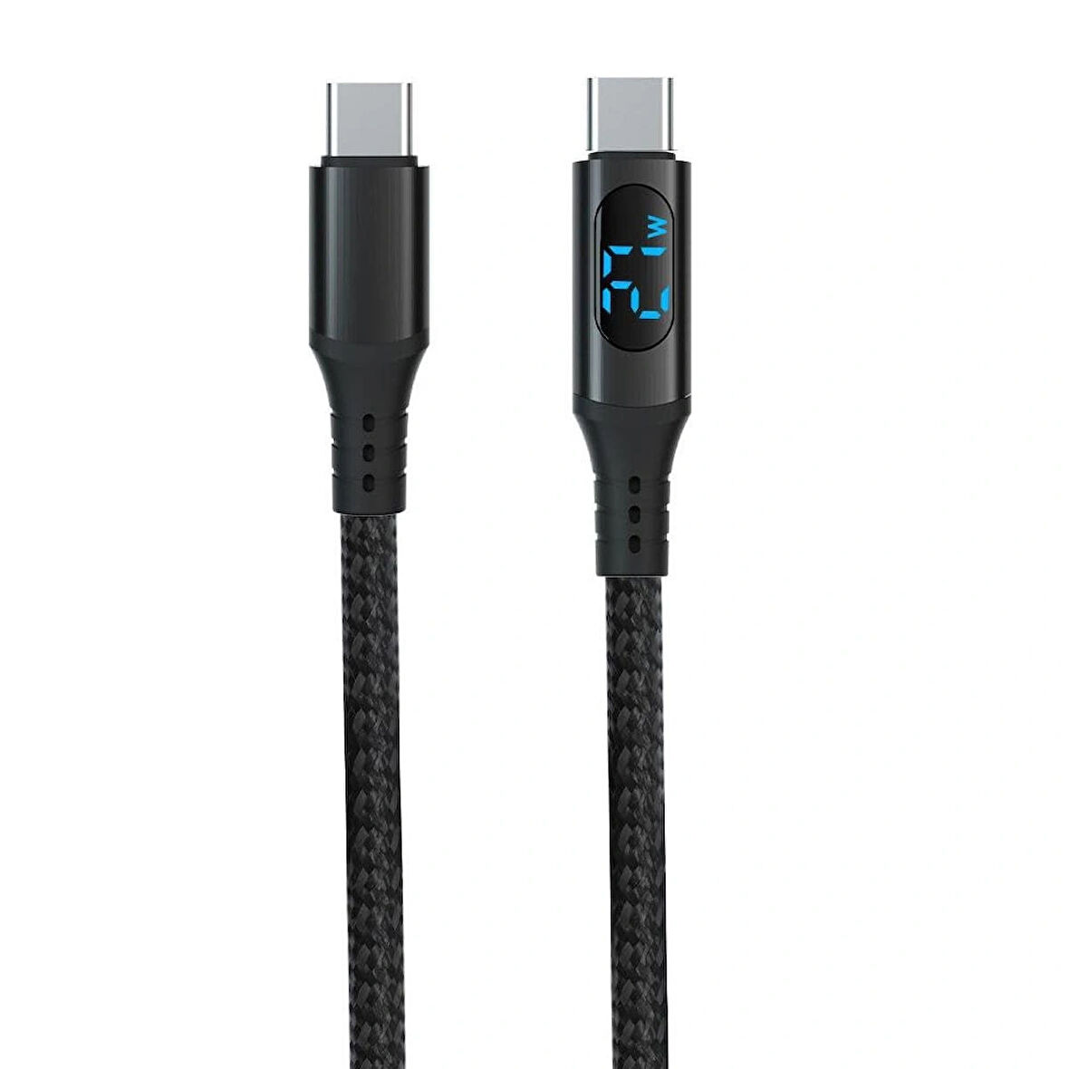 Coverzone PD60W Hızlı Şarj Kablosu, Led Ekranlı, 480Mbps Type-C to Type-C Kablo, USB C - USB C Erkek - Erkek Kablo Tip C to Tip C 1 Metre U05CC3