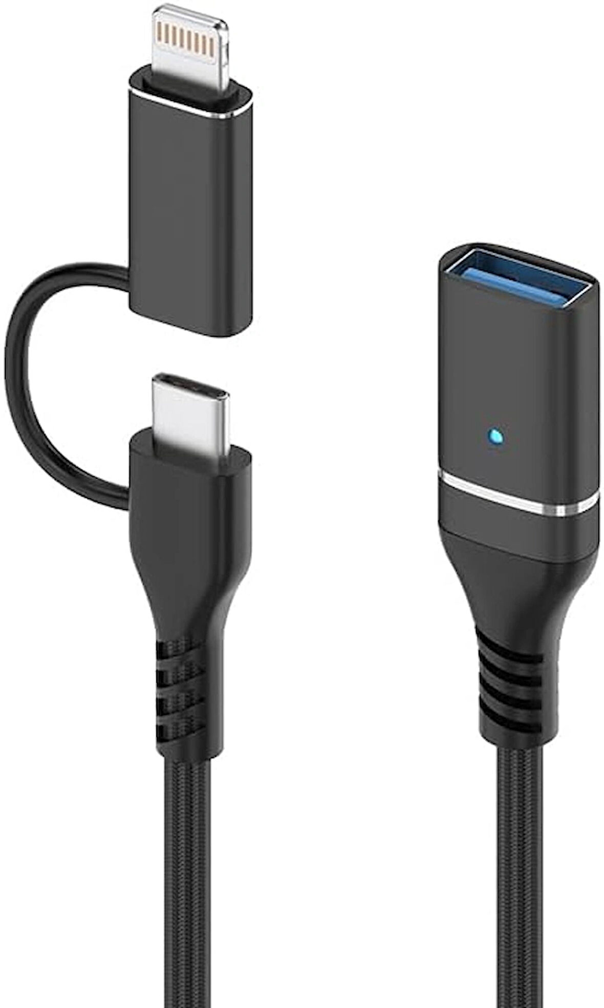 Coverzone 2 in 1 5Gbps Type-C and 8 Pin to USB 3.0 OTG Adaptör Telefon ve Notebook Uyumlu ADS-619