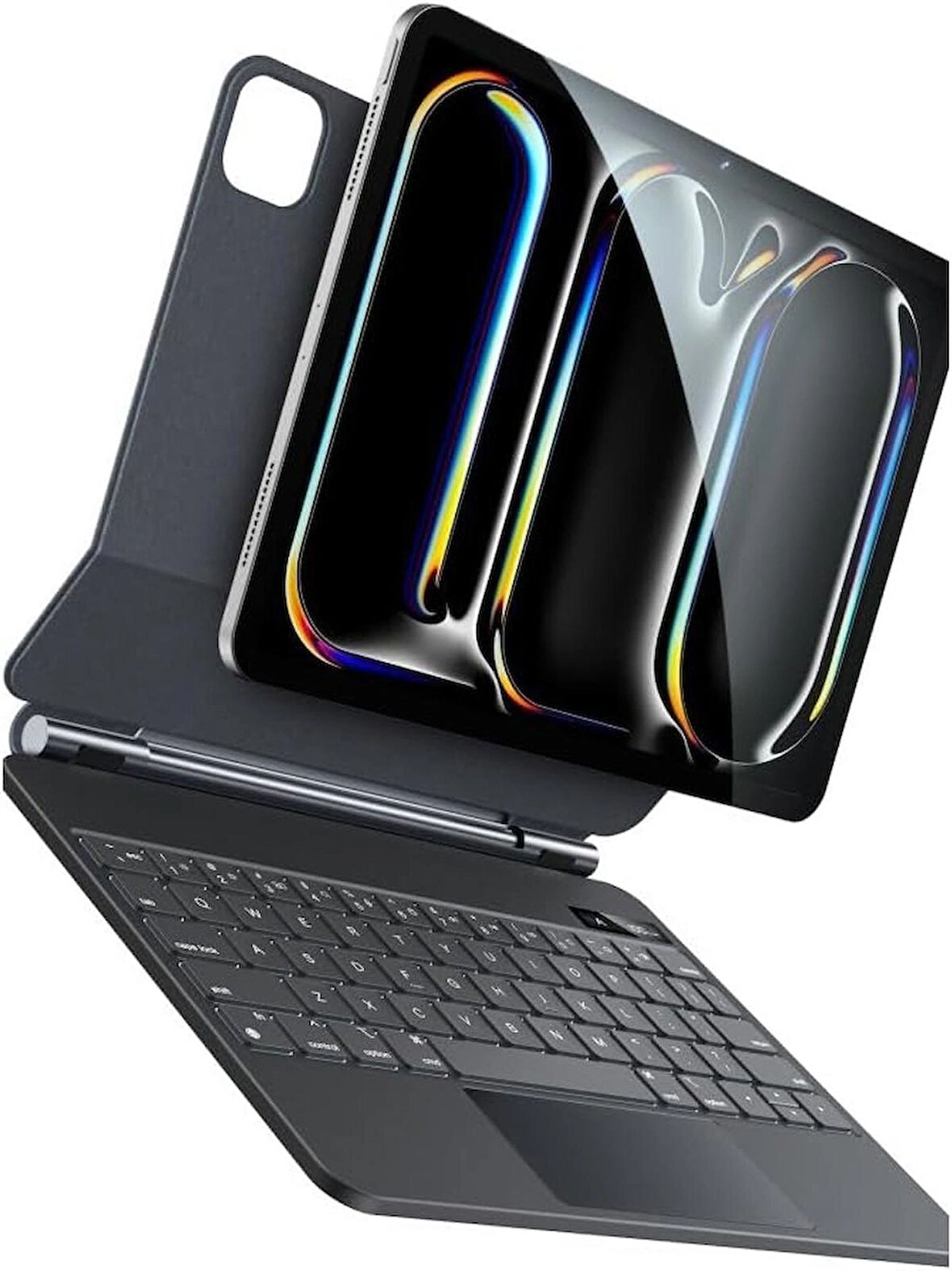 Coverzone iPad Pro 13 inch (2024) ile Uyumlu Case Magic Keyboard Folio Utra Slim Klavyeli Tablet Kılıfı KB31