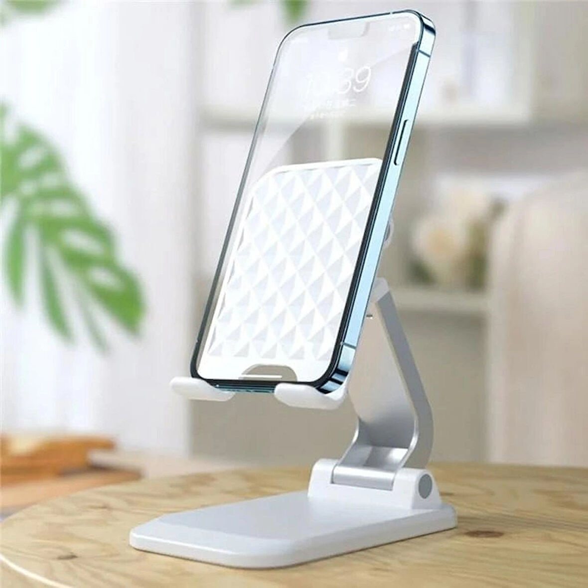 Coverzone Katlanabilir Stant Business Model ABS + Silikon Materyal Tablet Akıllı Telefon Standı Masaüstü Stand Katlanabilir Cep Telefonu Telefon Tutucu Q7-L 