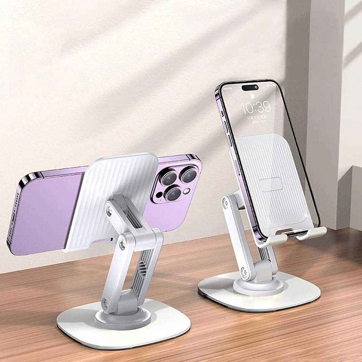 Coverzone Katlanabilir Stant Business Model ABS + Silikon Materyal Tablet Akıllı Telefon Standı Masaüstü Stand Katlanabilir Cep Telefonu Telefon Tutucu S118