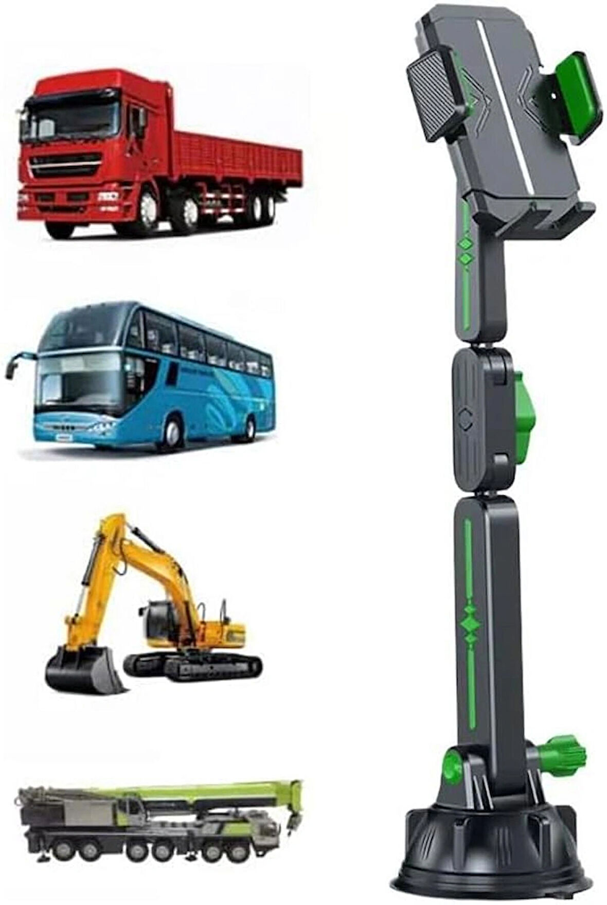 Coverzone Ağır Vasıta Araçlar için Araç Tutucu Kamyon Tır Otobüs Ekskavatör Ergonomik Tasarım Telefon Tutucu 4 ve 7.2 inç SJ-006