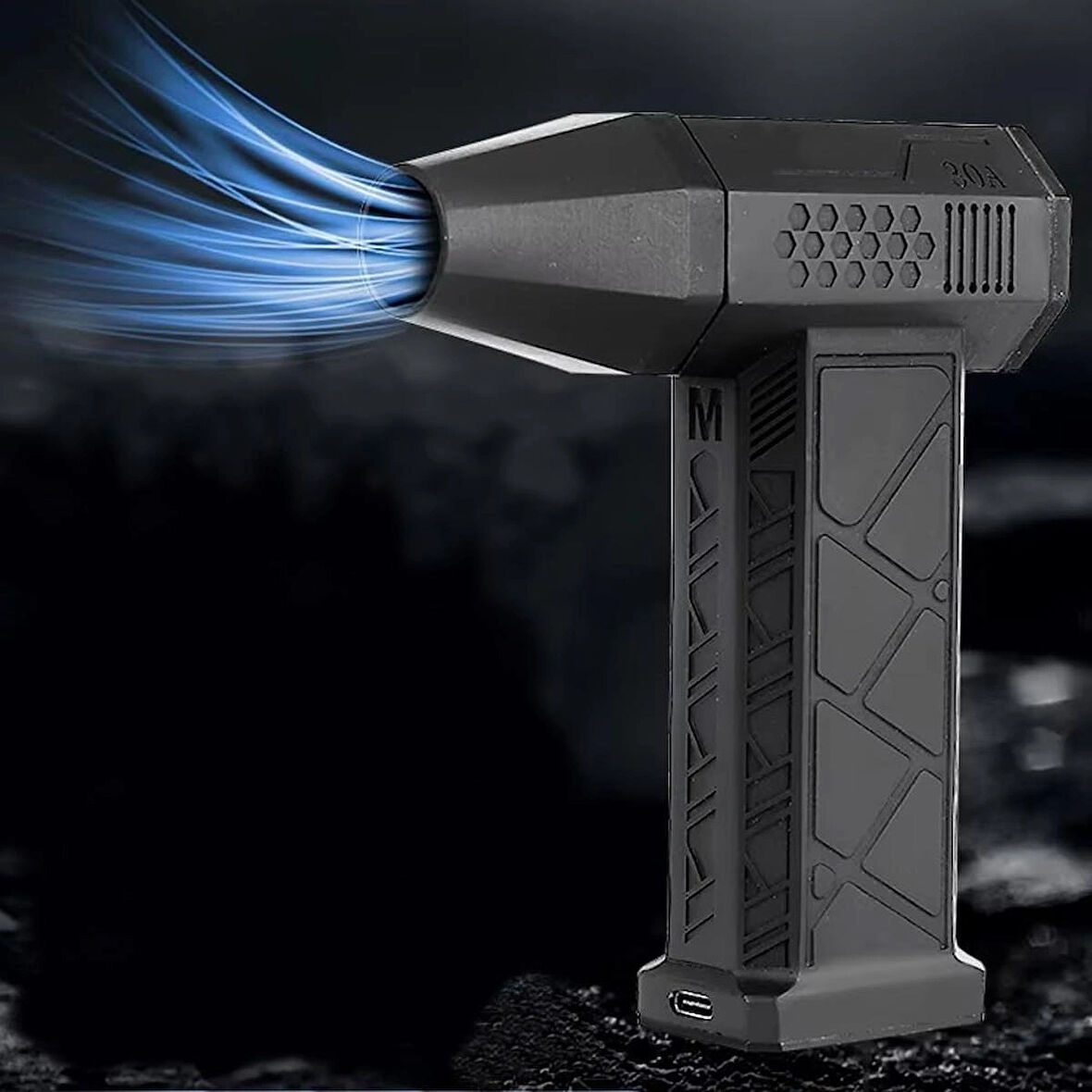 Coverzone 130000 RPM Mini Turbo Jet Hava Üfleyici Süpürge 2in1 Araba, Klavye Temizle, Mangal veya Serinleme Taşınabilir Mini Fan El Tipi 4 Modlu Fan Seviyesi Şarj Edilebilir 4000mAh FZM-01 (Siyah)