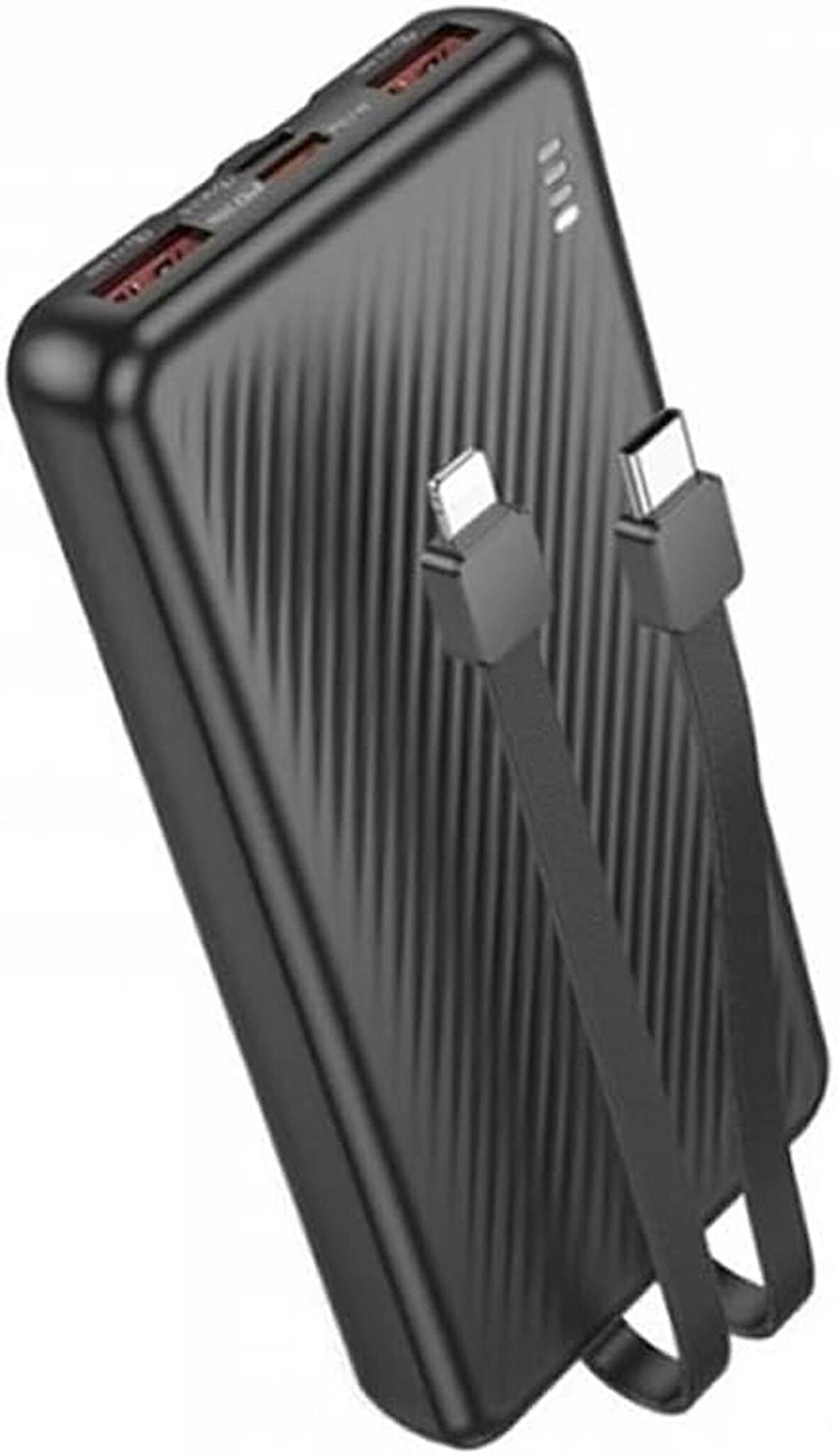 Coverzone Borofone 10000mAh PD20W 22.5W QC3.0 37Wh Dahili Kablolu Güç Bankası Powerbank iPhone ile Uyumlu Şarj Seviyesi Led Göstergeli Kompakt ve Modern Tasarım BJ57