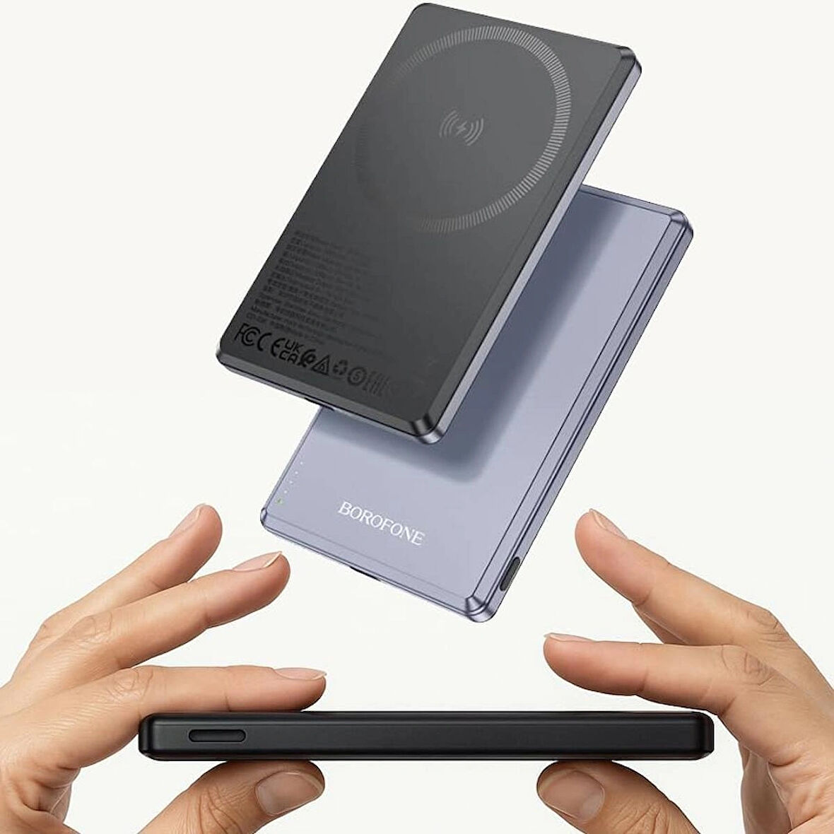 Coverzone Borofone 5000mAh 20W Powerbank Kablosuz Şarj Desteği MagSafe ile Uyumlu  iPhone ile Uyumlu Şarj Seviyesi Led Göstergeli Kompakt ve Modern Tasarım BJ50