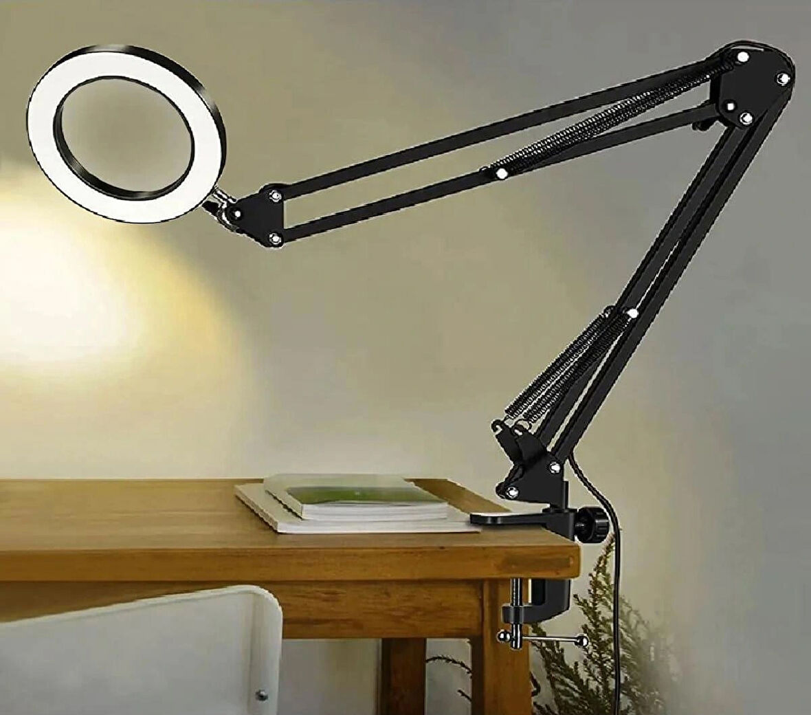 Coverzone Kıskaçlı Yuvarlak 6.3 inç (16cm) Stüdyo Işık ve Tripod Fotoğraf Makinesi Kamera Youtuber Twich Yayıncı Işığı - NB35