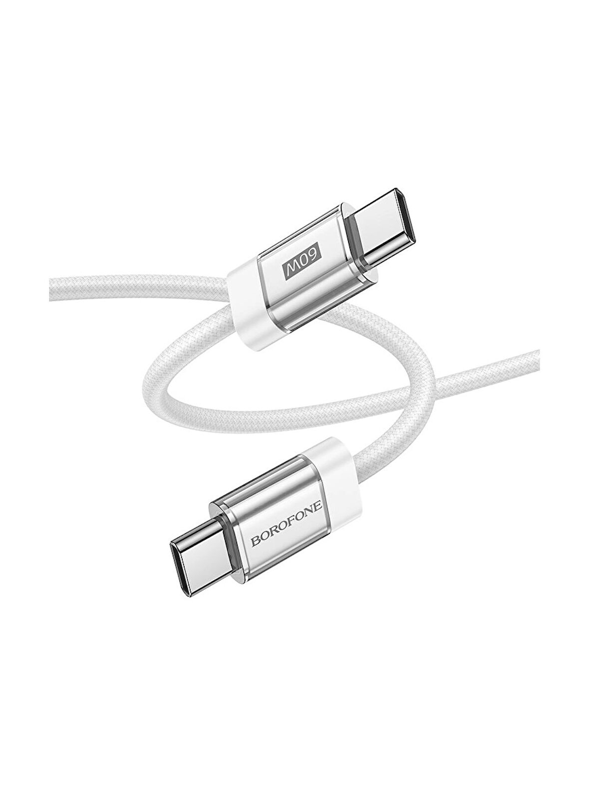 Borofone iPhone ile Uyumlu 60W Şarj ve Data Kablo Type-C To Type-C - 1 .2 Metre - BU48 D Beyaz