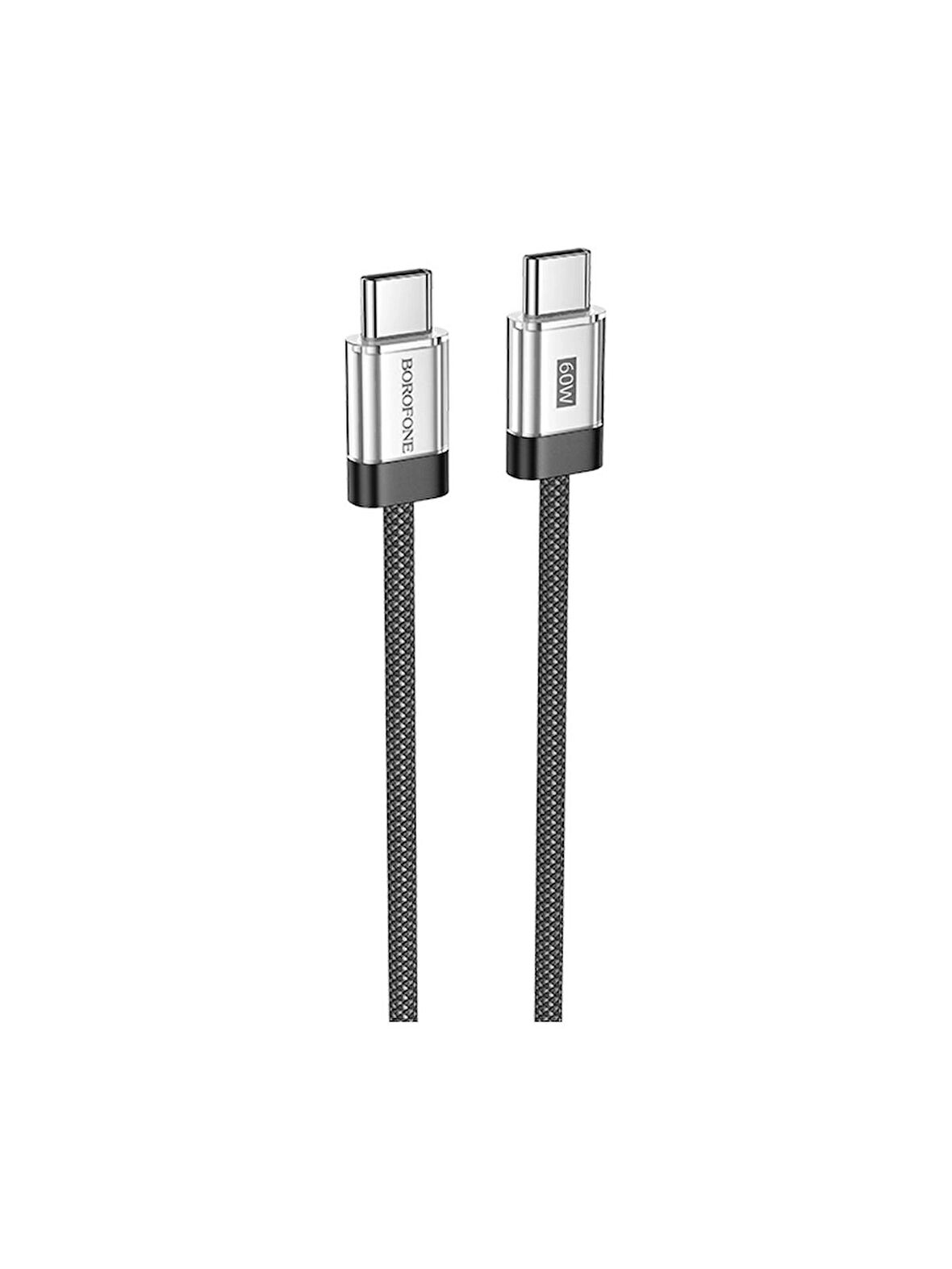 Borofone iPhone ile Uyumlu 60W Şarj ve Data Kablo Type-C To Type-C - 1 .2 Metre - BU48 D Siyah