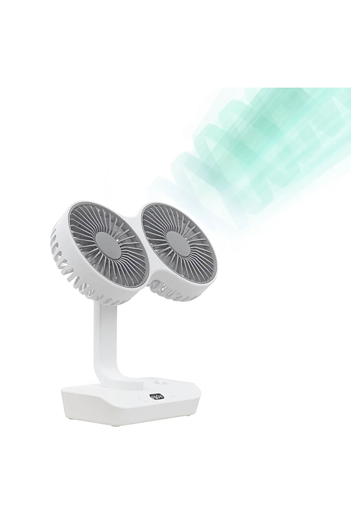 Çift Başlı Taşınabilir USB Şarjlı Fan, LED Gece Lambası ve 270° Dönebilir Baş, Ev, Ofis, Kamp CZ-01X