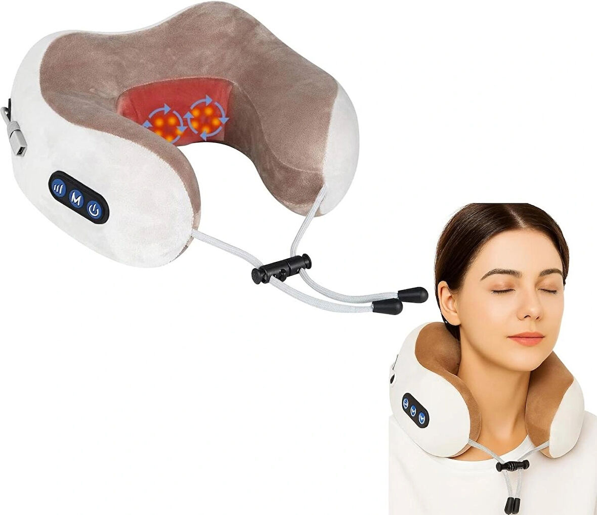 Coverzone Boyun Masaj Aleti Yatıştırıcı Sıcaklıklı, Şarj Edilebilir ve Derin Masaj için Şarjlı Fizyoterapi Massage Boyun Rahatlatma Dinlendirici ve Rahatlatıcı Etki GMY-104