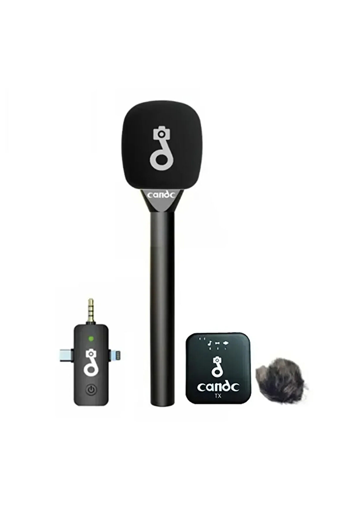 1TX Kablosuz Mikrofon - El ve Yaka Tipi, 50m, 2.4GHz, Tak-Çalıştır, Röportaj & Canlı Yayın
