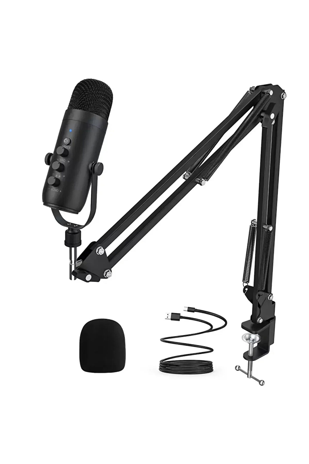 Bilgisayar Mikrofonu K66-S Podcast Mikrofon Kiti - USB Kablolu, Standlı, Vlog & Canlı Yayın Uyumlu