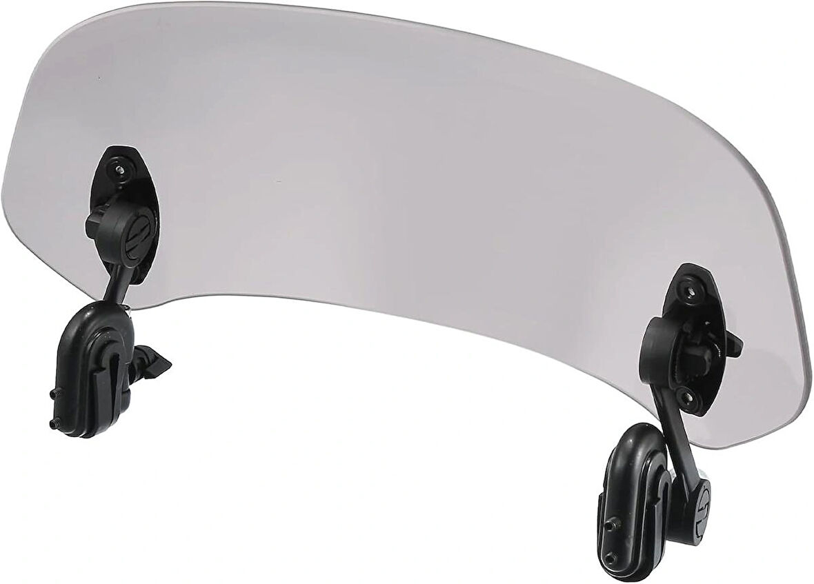 Coverzone 30 cm Deflektör Ön Cam - Ayarlanabilir Klipsli, Gri Rüzgar Saptırıcı, Motosiklet & Scooter