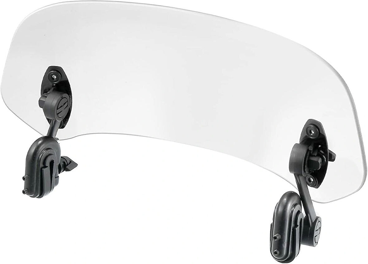 Coverzone 39 cm Deflektör Ön Cam - Ayarlanabilir Klipsli, Gri Rüzgar Saptırıcı, Motosiklet & Scooter