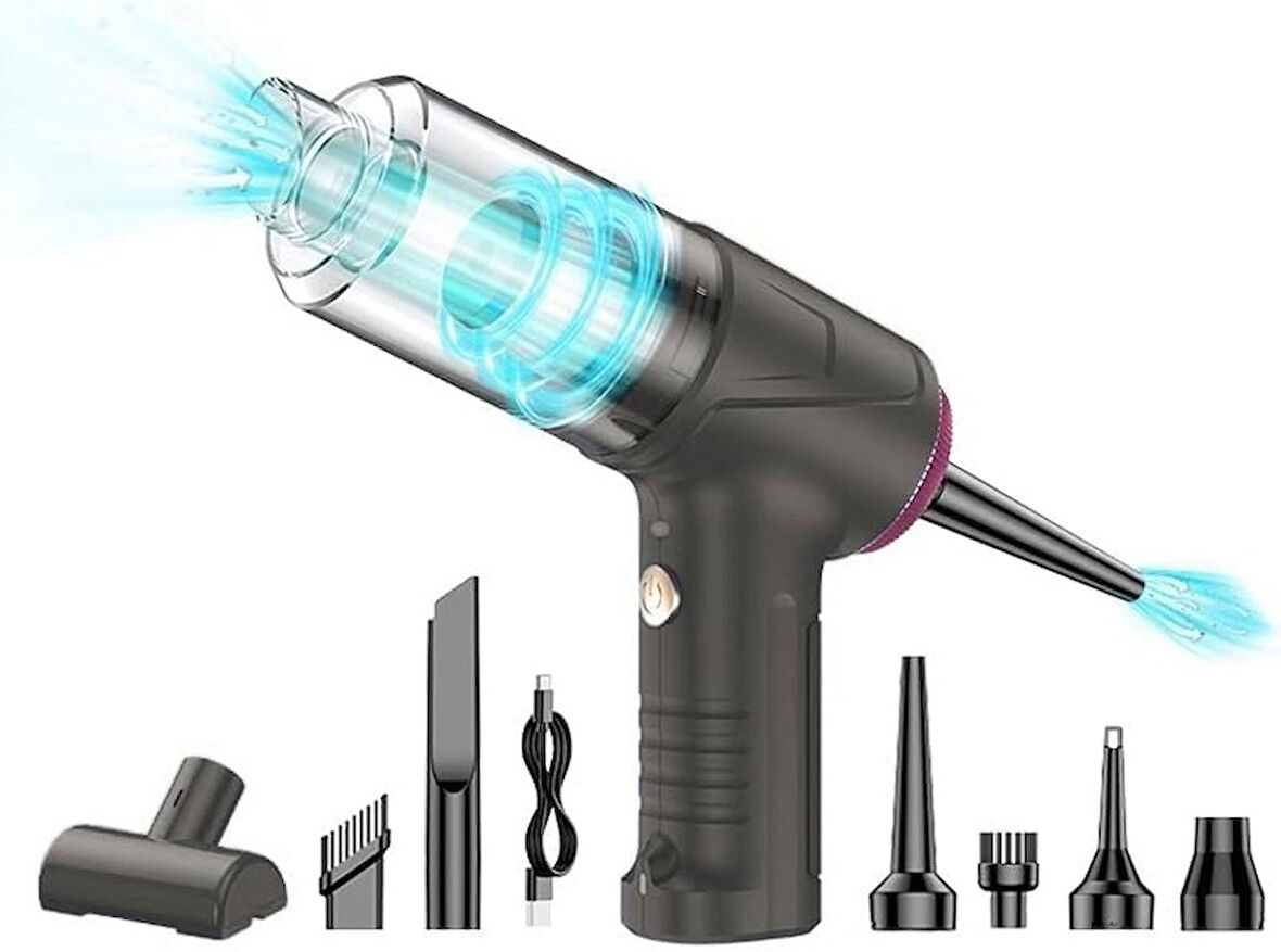 Coverzone Araç Süpürgesi Lt-145 - 4000mah, Kablosuz, Işıklı, 18000pa Güçlü, Çoklu Başlıklı Titanium