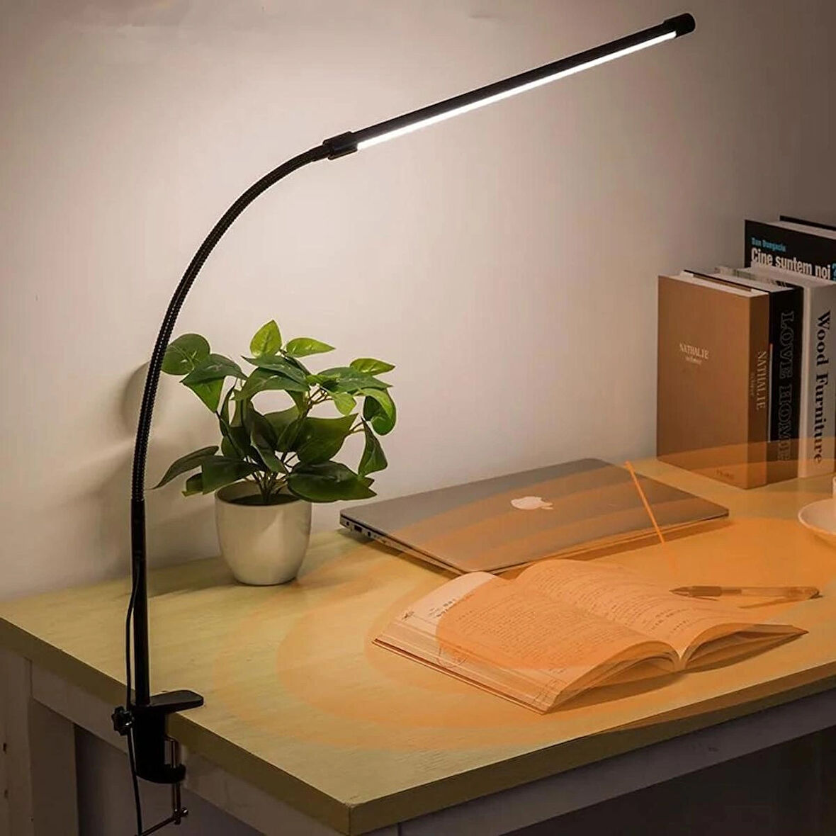 Coverzone Led Masa Lambası - 12W USB, Esnek Kol, Klipsli, 3 Renk Sıcaklığı, Kısılabilir Dimmerli SY-555