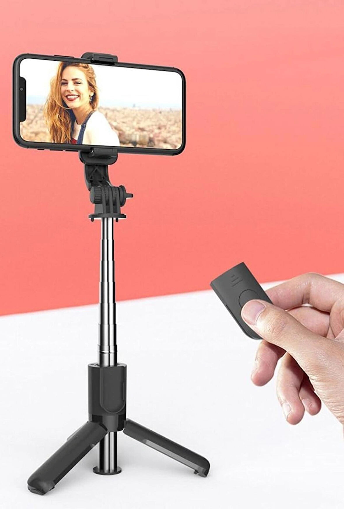 Coverzone Selfie Stick Tripod - 360° Döner, 70cm Uzunluk, Katlanabilir, Uzaktan Deklanşörlü L11 Mini