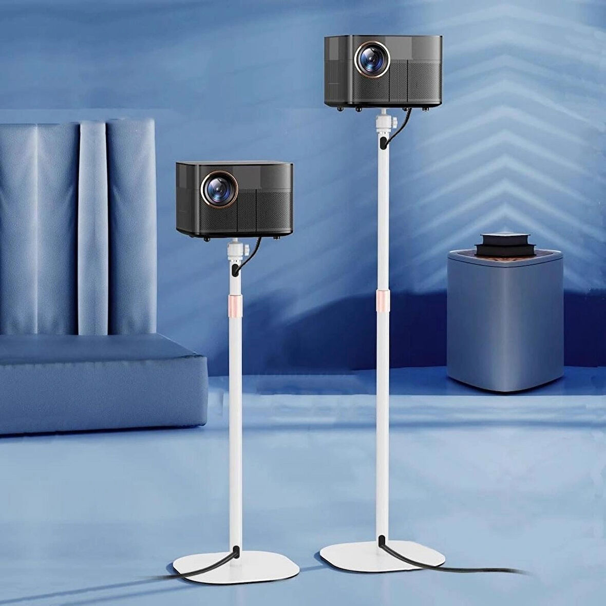 Coverzone Ayarlanabilir Projektör Tripodu - 60-130cm, Metal Gövde, 5kg Kapasiteli, Kablo Geçişli | TY07