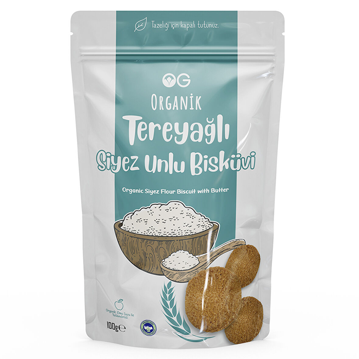 Organik Tereyağlı Siyez Unlu Bisküvi 100 GR