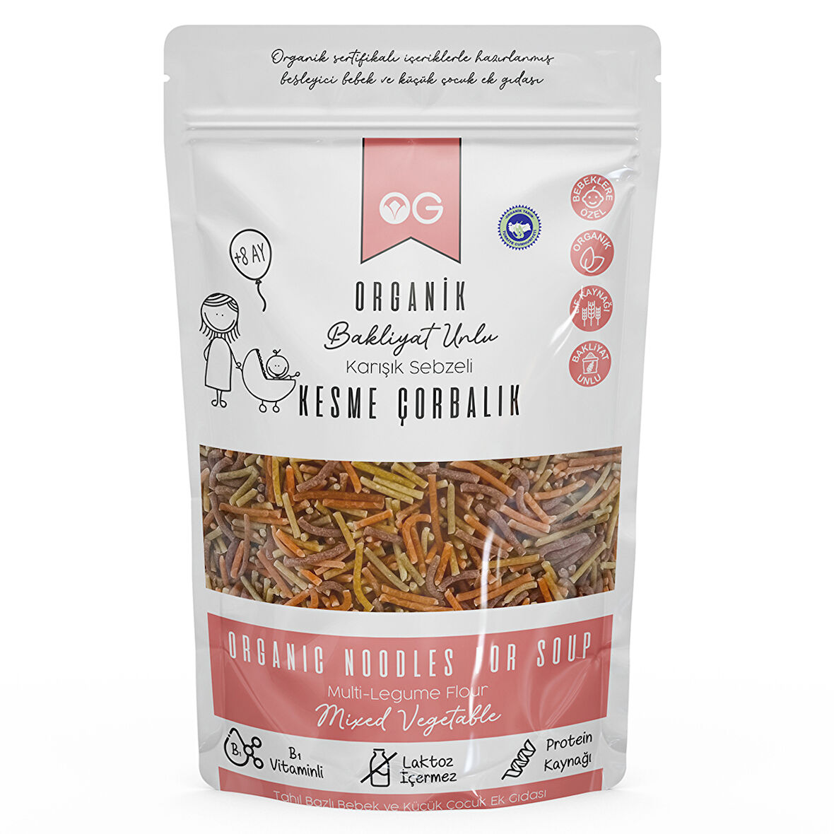 Organik Karışık Sebzeli Bakliyat Unlu Kesme Çorbalık 200Gr +8 Ay