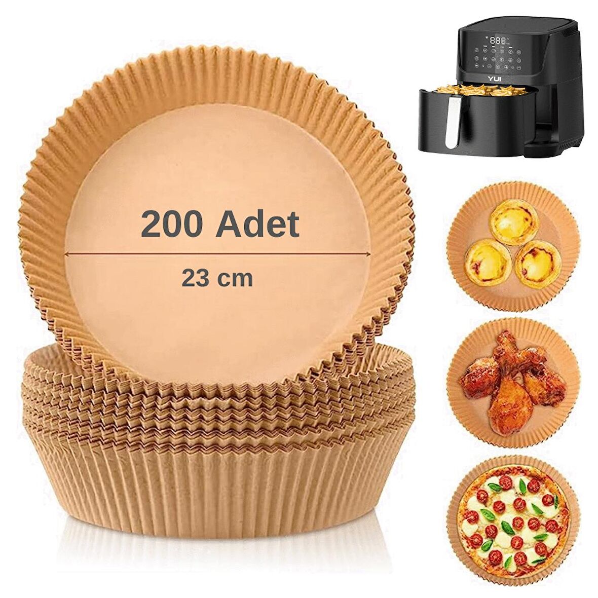 Yui,Xiaomi,Philips,Arzum,Tefal,Kumtel Uyumlu XXL Hava Fritözü Airfryer Pişirme Kağıdı